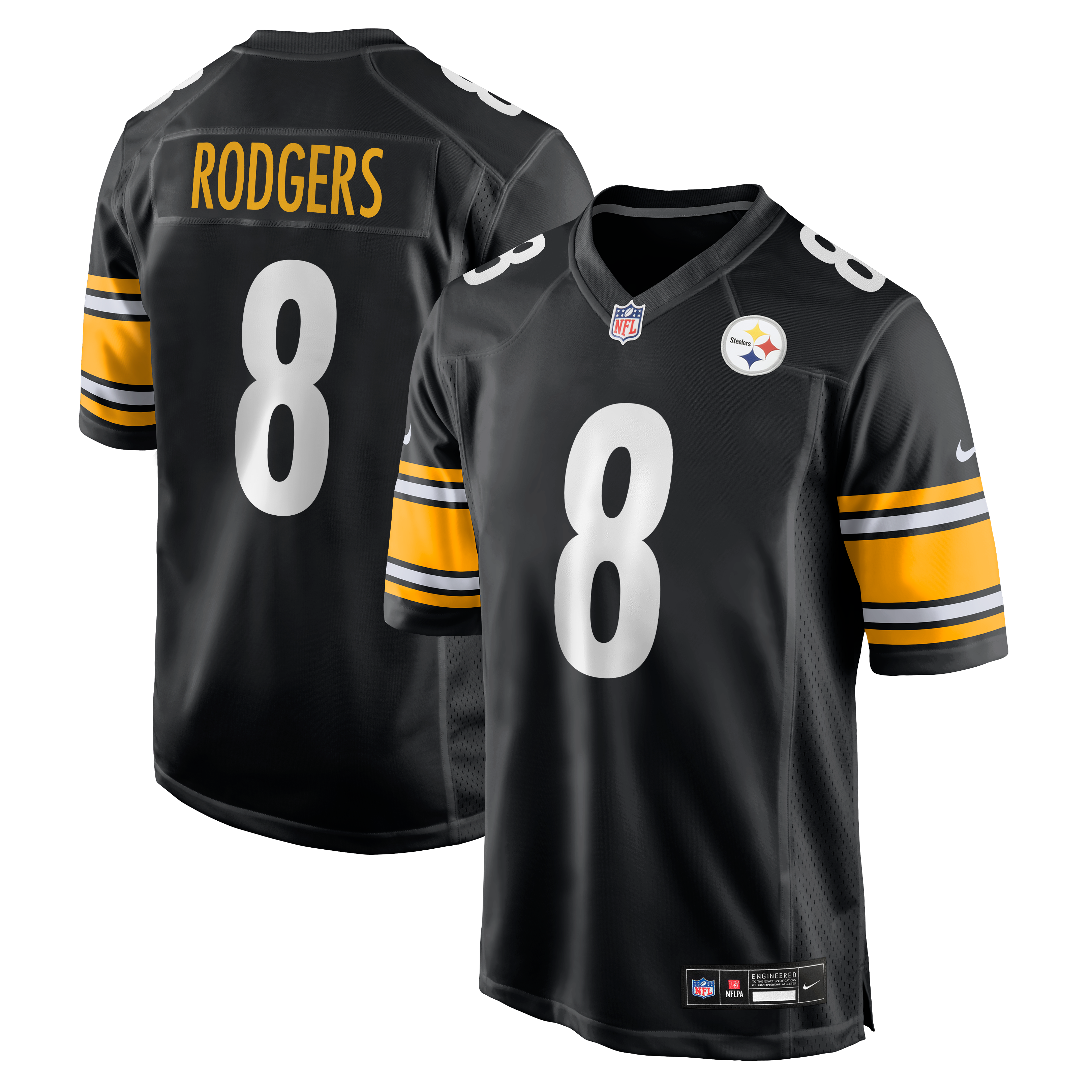 Aaron Rodgers Pittsburgh Steelers Game Jersey Black NFL Football Fan Wear Aaron Rodgers