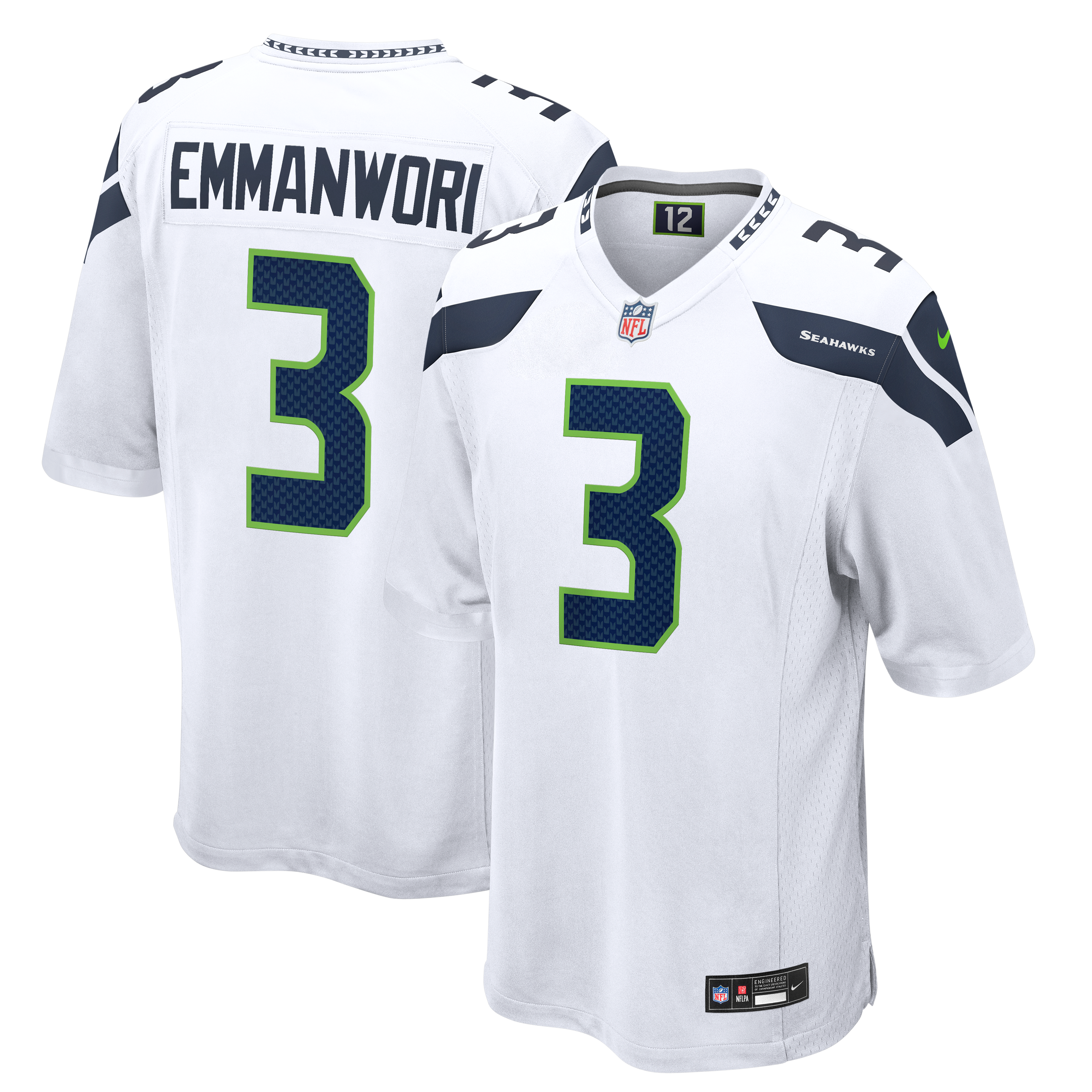 Nick Emmanwori Seattle Seahawks Game Jersey White NFL Football Fan Wear