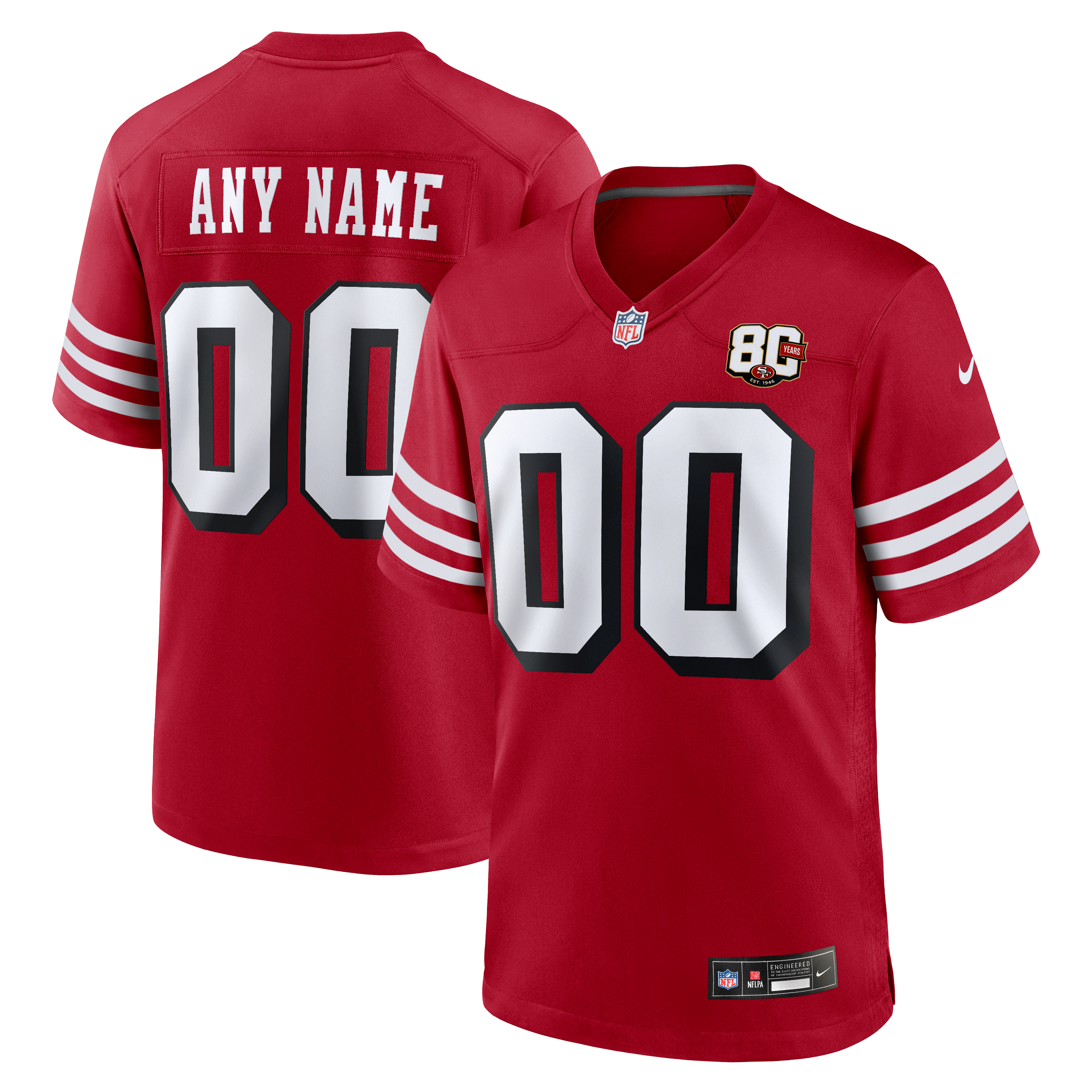 San Francisco 49ers Alternate Jersey Red NFL Football Fan Wear Custom Number