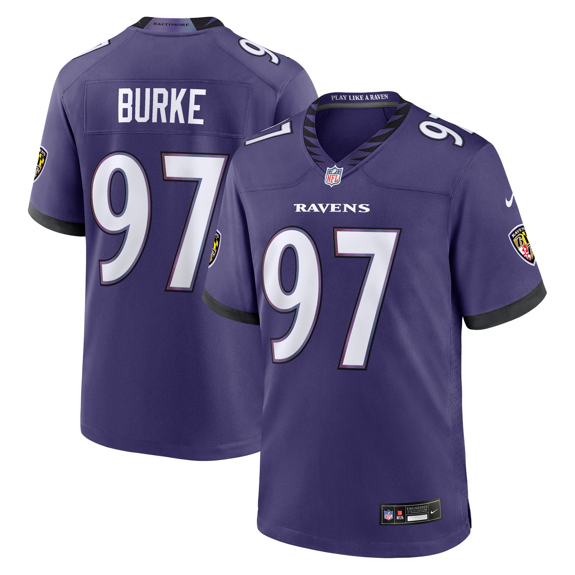 Ethan Burke Baltimore Ravens Game Jersey Purple NFL Football Fan Wear Ethan Burke