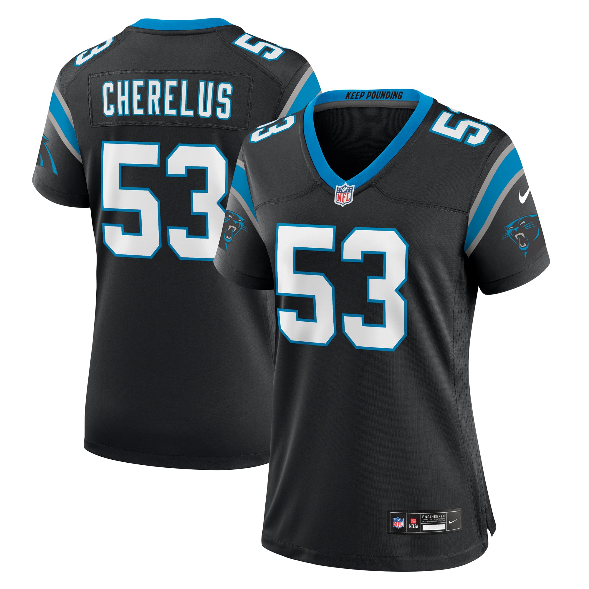 Claudin Cherelus Carolina Panthers Game Jersey Black NFL Football Fan Wear