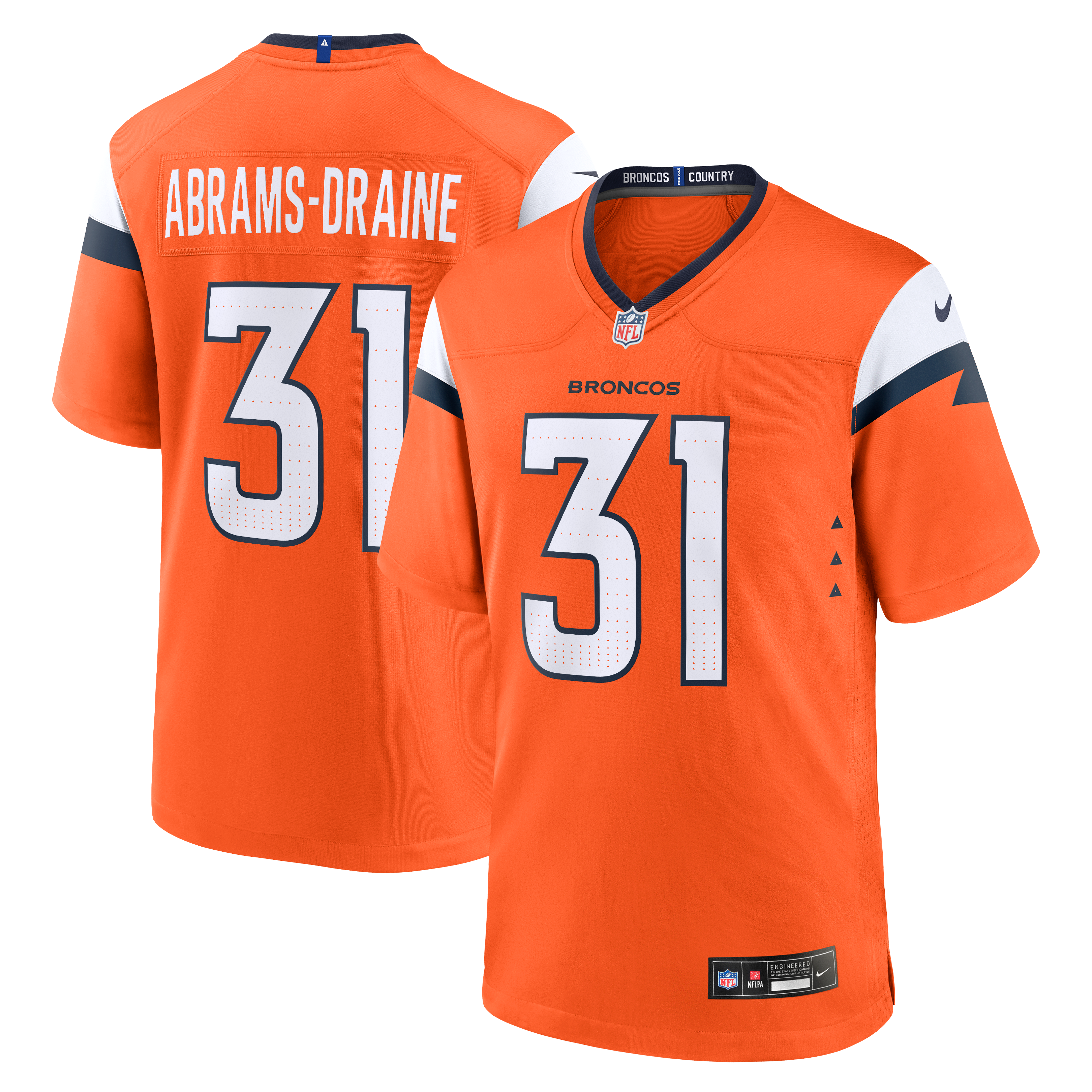 Kris Abrams-Draine Denver Broncos Game Jersey Orange NFL Football Fan Wear