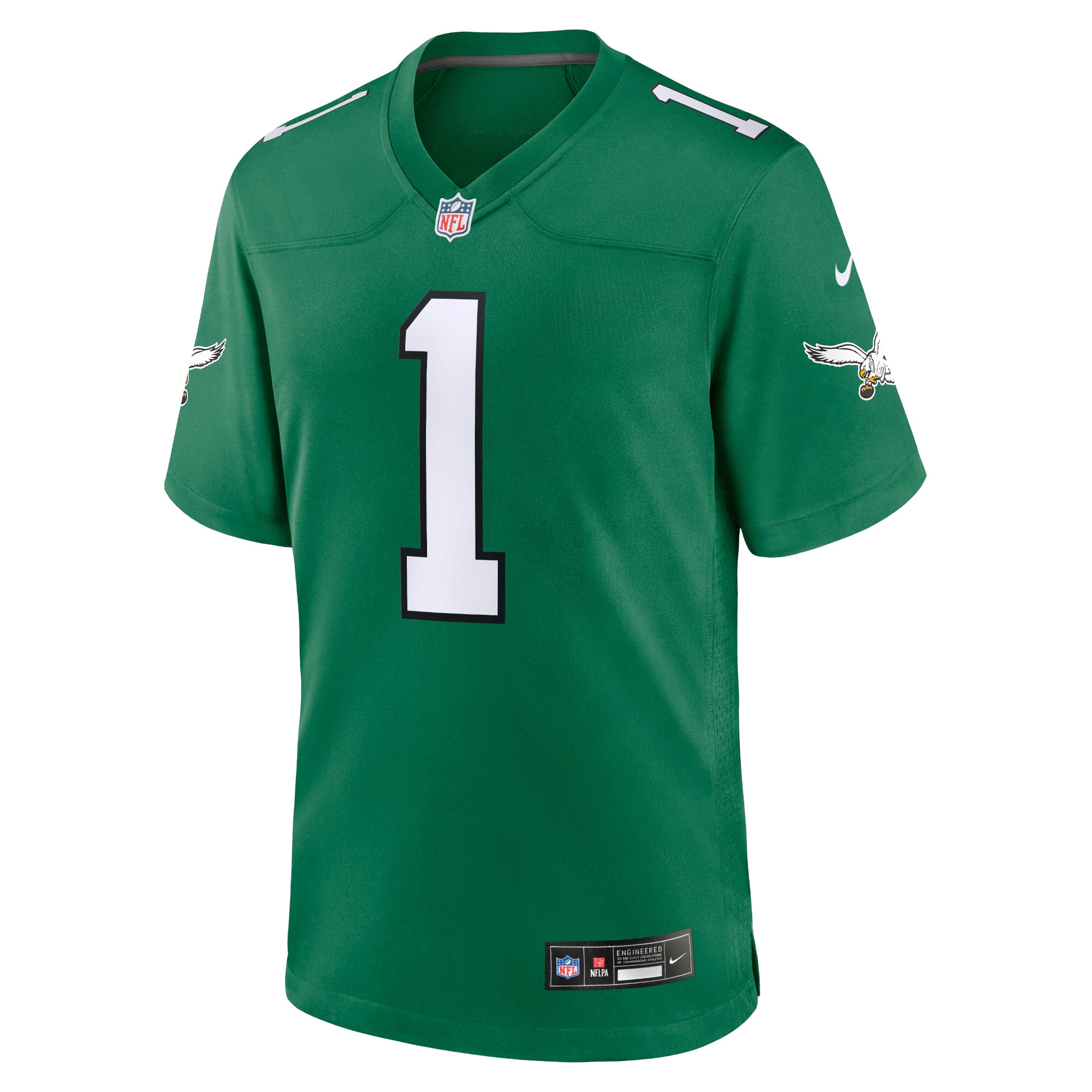 Jalen Hurts Philadelphia Eagles Player Jersey No.1 Kelly Green NFL Football Fan Wear