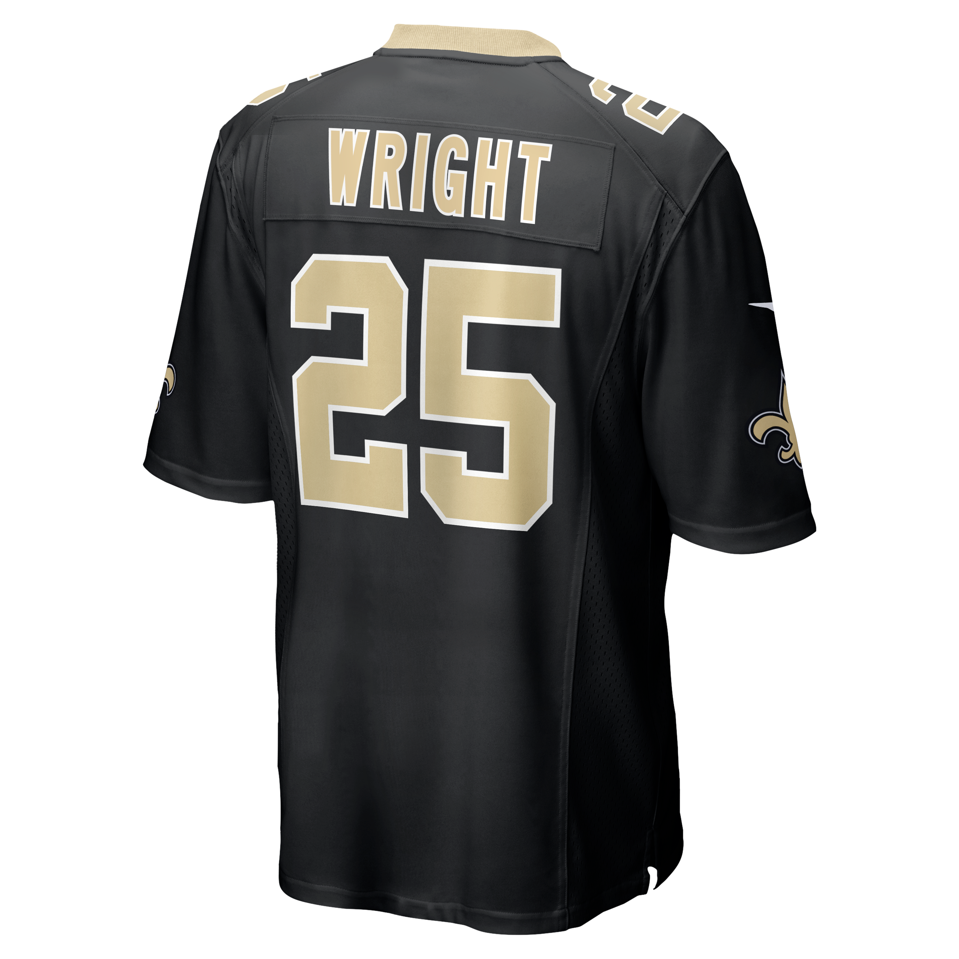 Rejzohn Wright New Orleans Saints Game Jersey Black NFL Football Fan Wear Rejzohn Wright