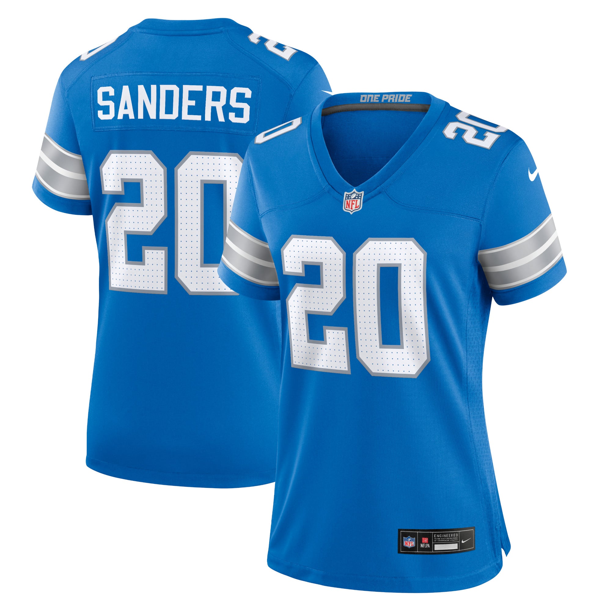 Retired Barry Sanders Detroit Lions Player Jersey Blue NFL Football Fan Wear Retired Barry Sanders
