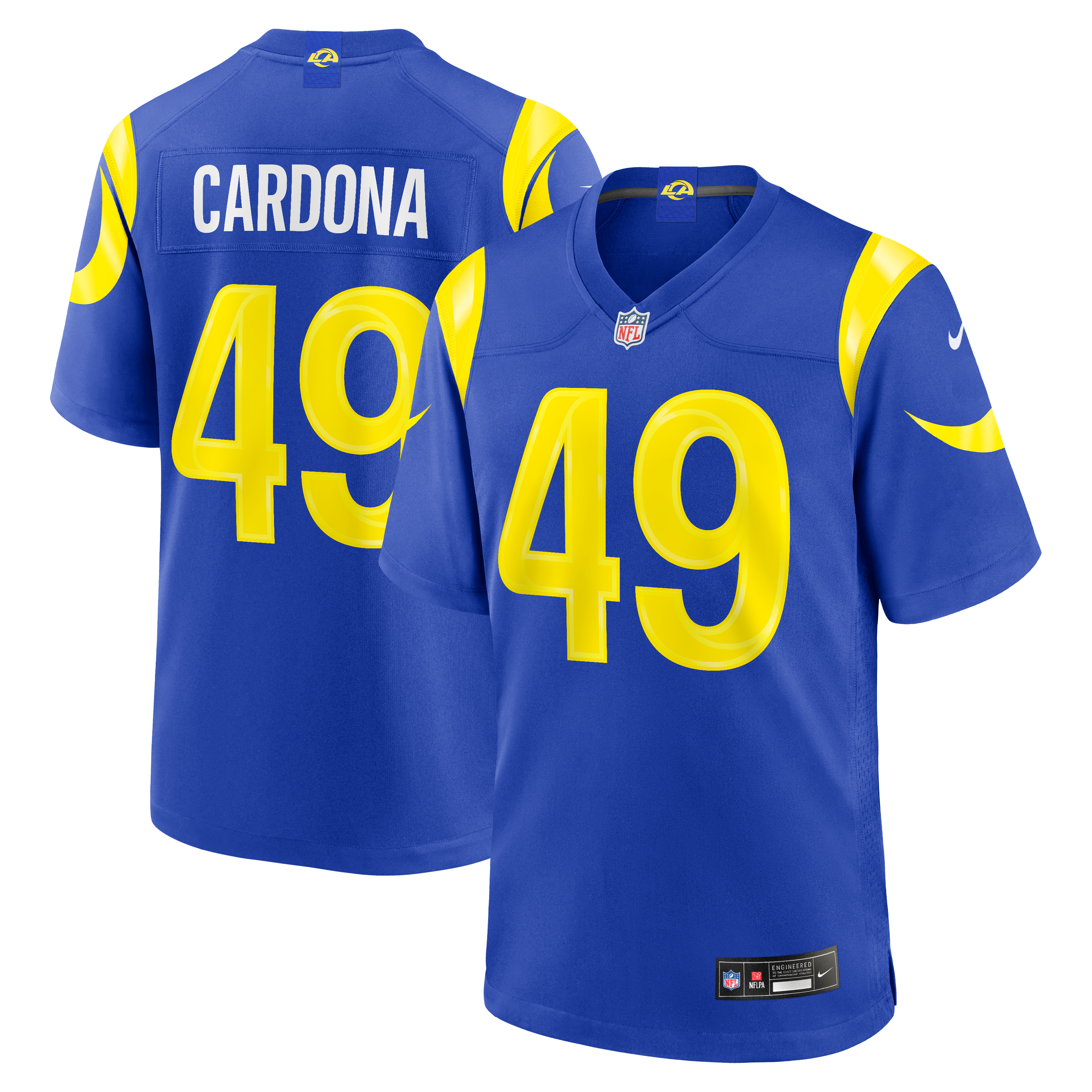 Joe Cardona Los Angeles Rams Game Jersey Royal NFL Football Fan Wear Joe Cardona