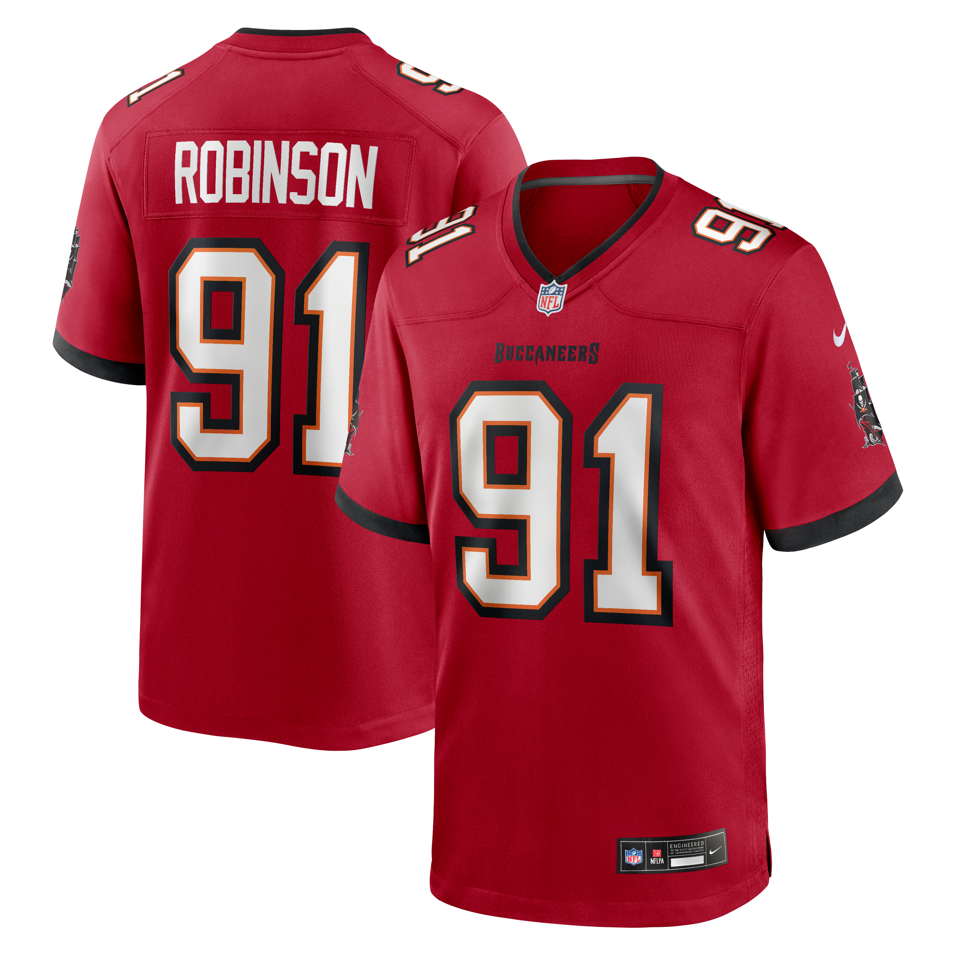 AShawn Robinson Tampa Bay Buccaneers Game Jersey Red NFL Football Fan Wear