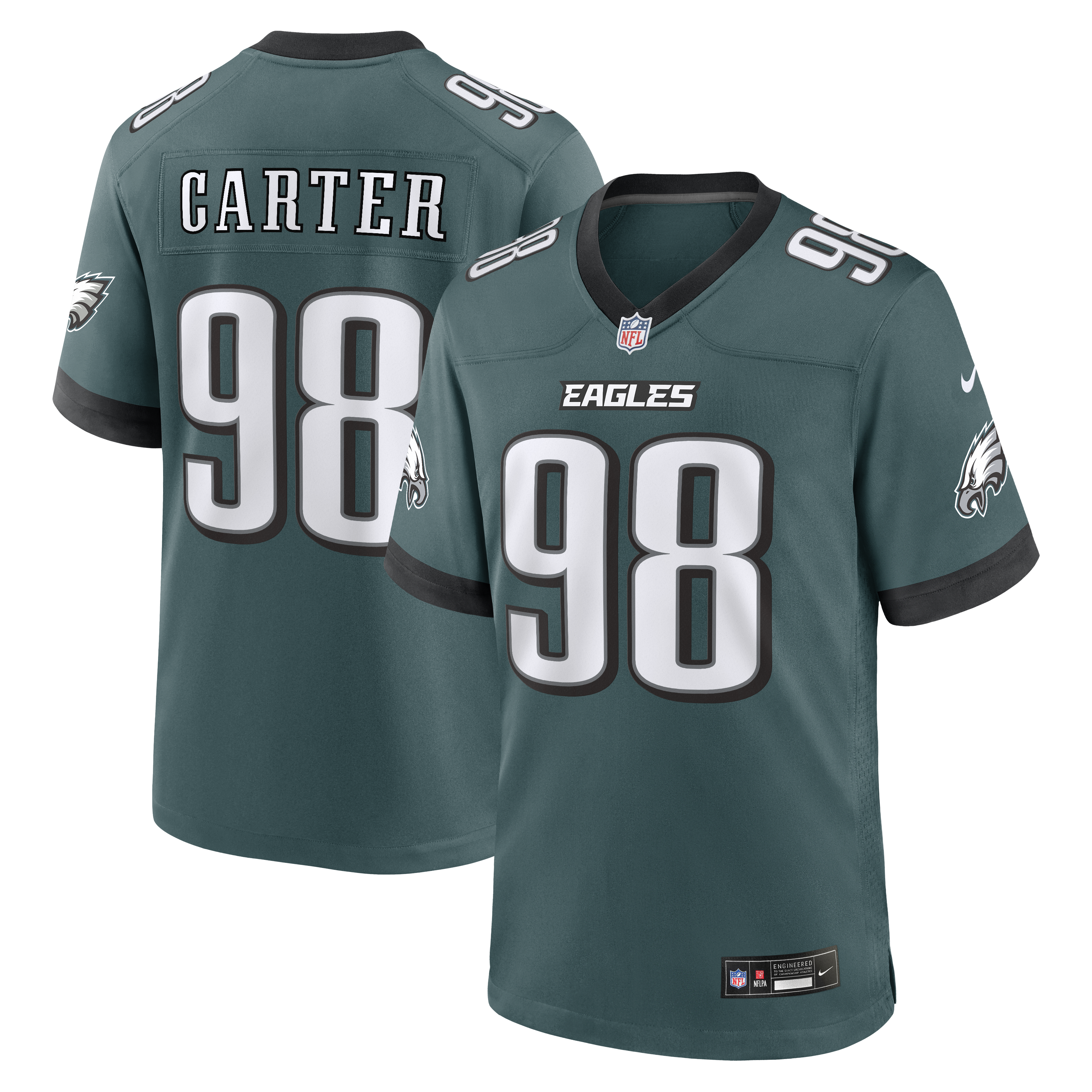 Jalen Carter Philadelphia Eagles Game Jersey Midnight NFL Football Fan Wear