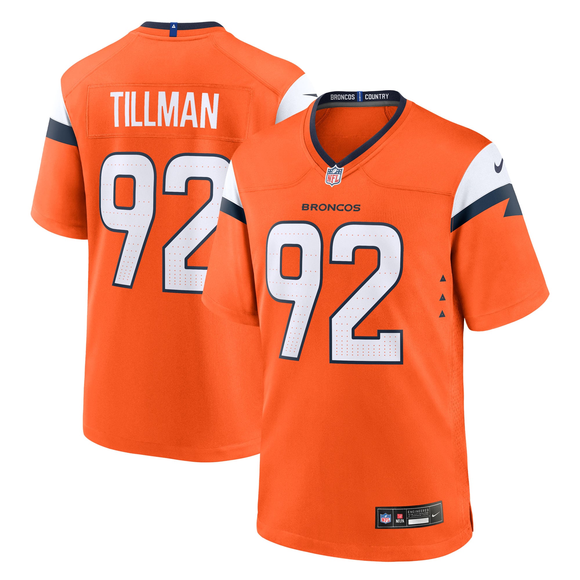 Dondrea Tillman Denver Broncos Game Jersey Orange NFL Football Fan Wear