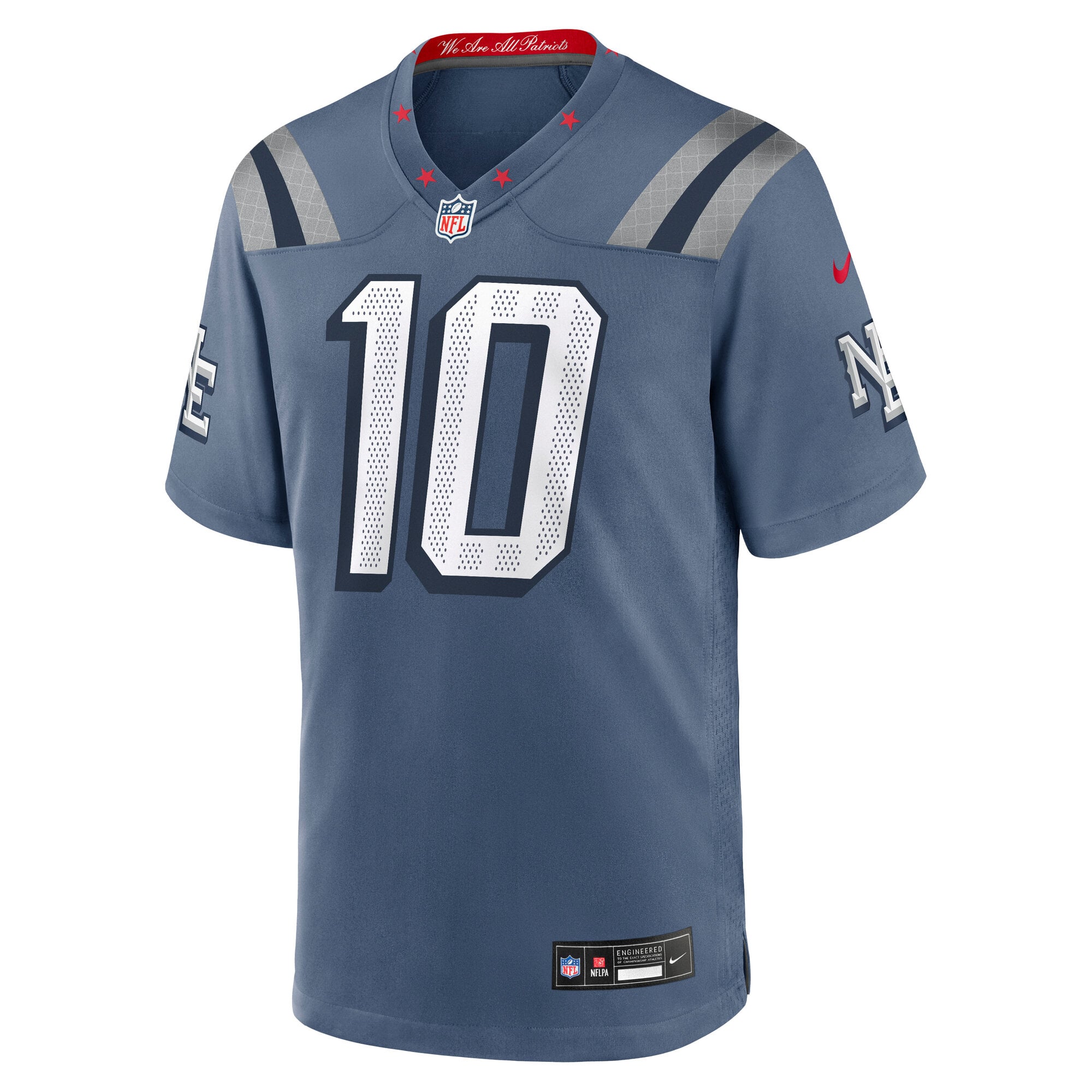Drake Maye Storm New England Patriots Game Jersey Blue NFL Football Fan Wear