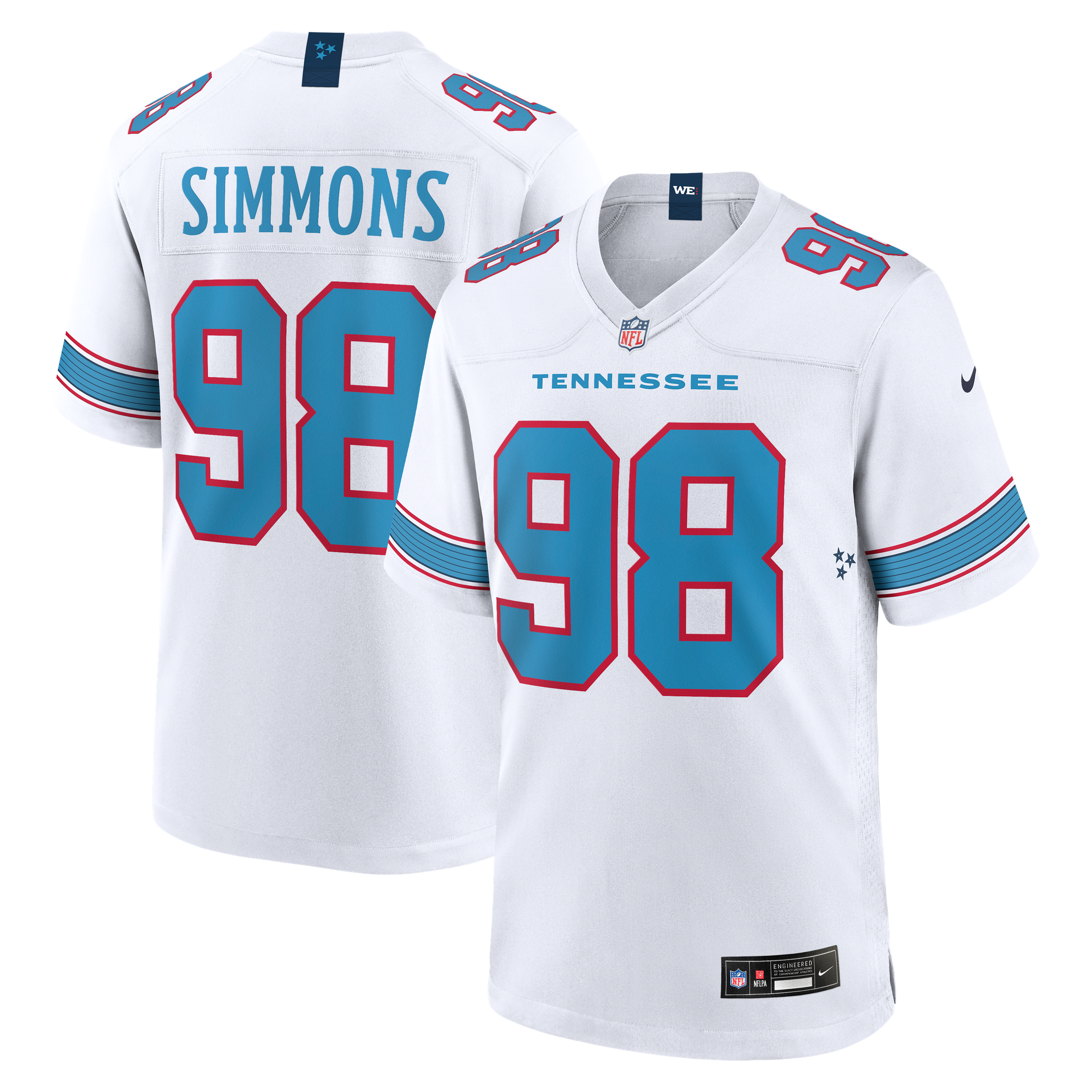 Jeffery Simmons Tennessee Titans Game Jersey White NFL Football Fan Wear