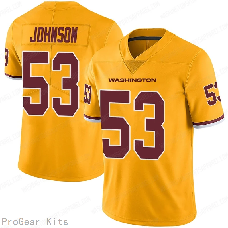 DJ Johnson Rush Washington Commanders Legend Jersey No.53 Gold NFL Football Fan Wear