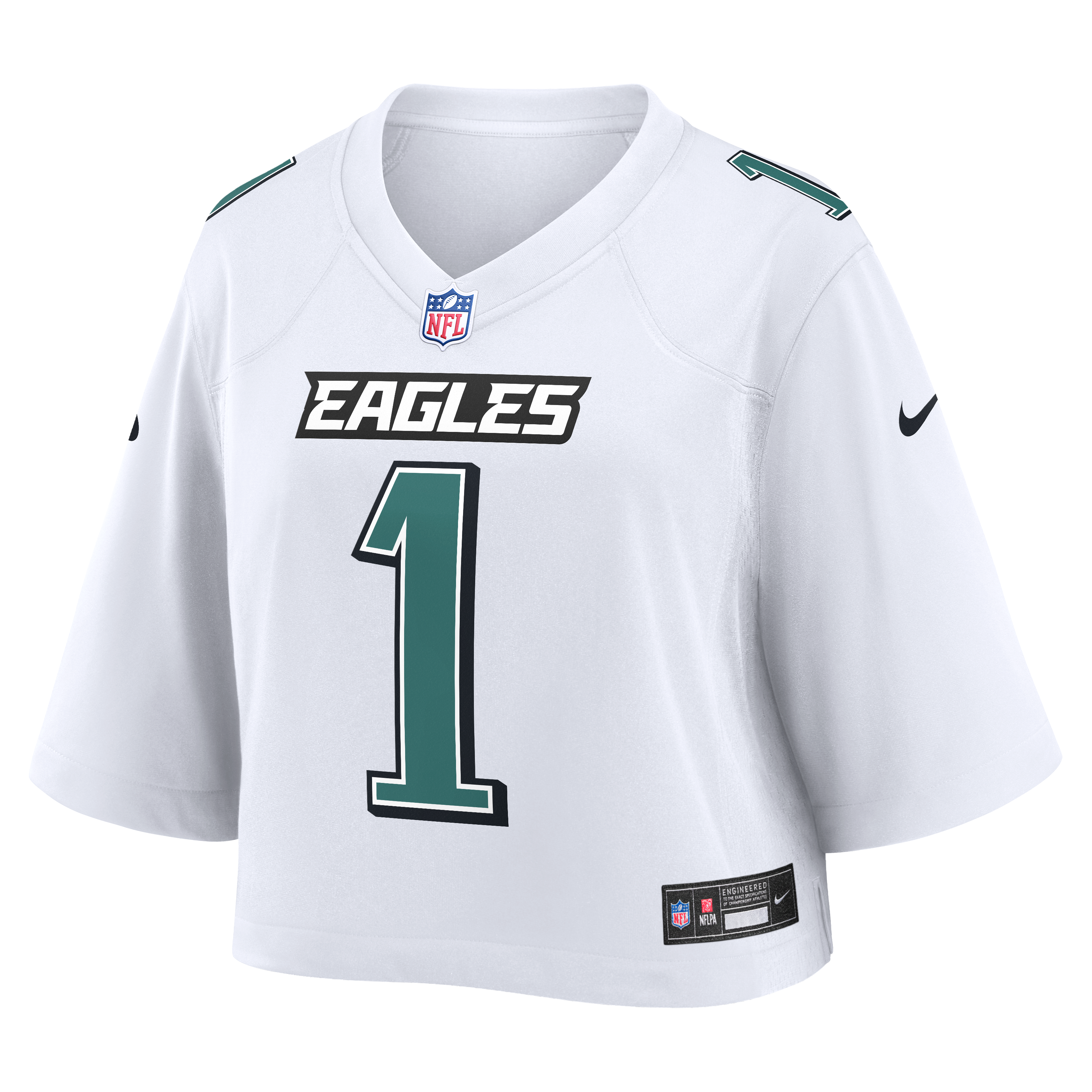 Jalen Hurts Cropped Philadelphia Eagles Game Jersey White NFL Football Fan Wear Jalen Hurts Cropped