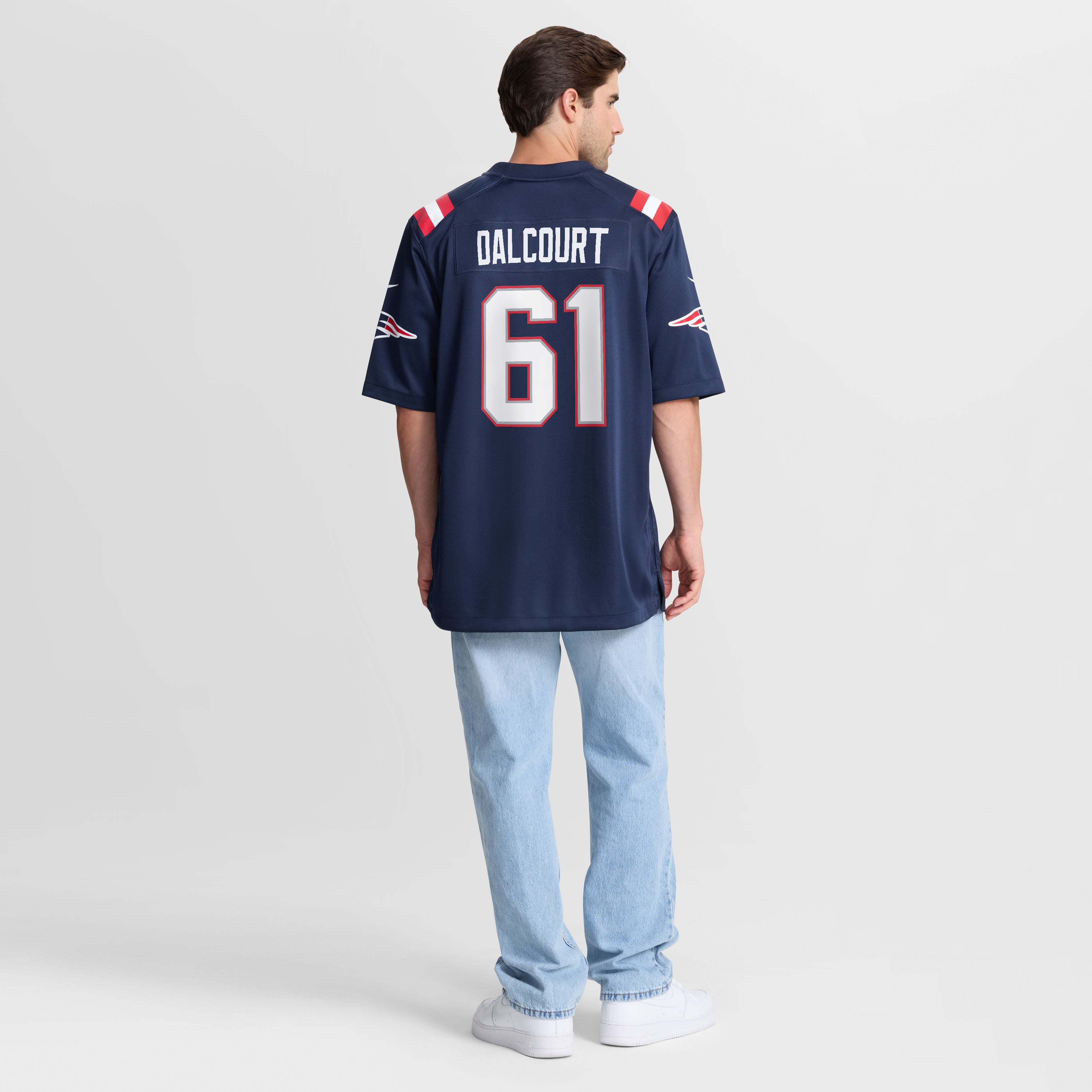 Darrian Dalcourt New England Patriots Game Jersey Navy NFL Football Fan Wear Darrian Dalcourt