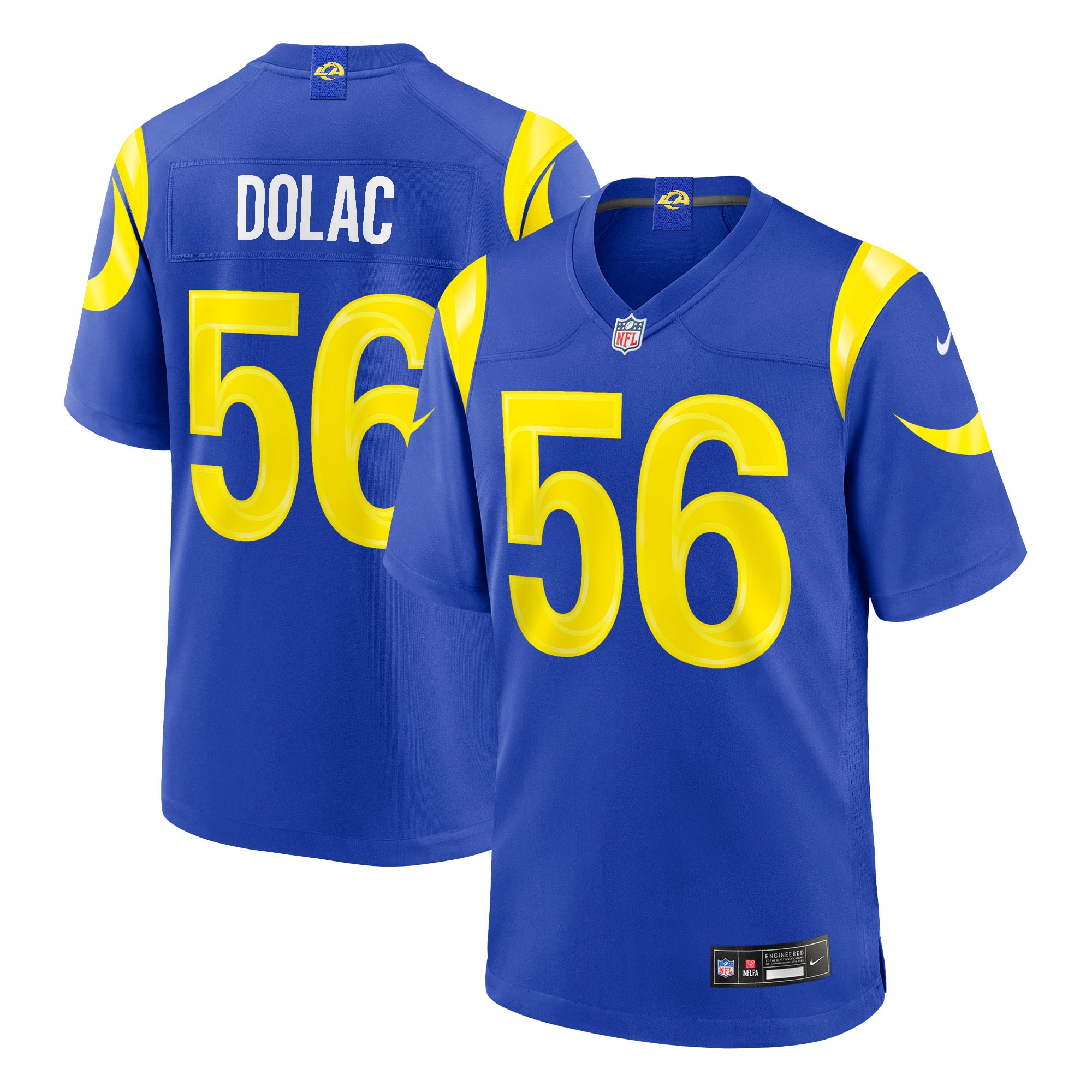 Shaun Dolac Los Angeles Rams Game Jersey Royal NFL Football Fan Wear Shaun Dolac