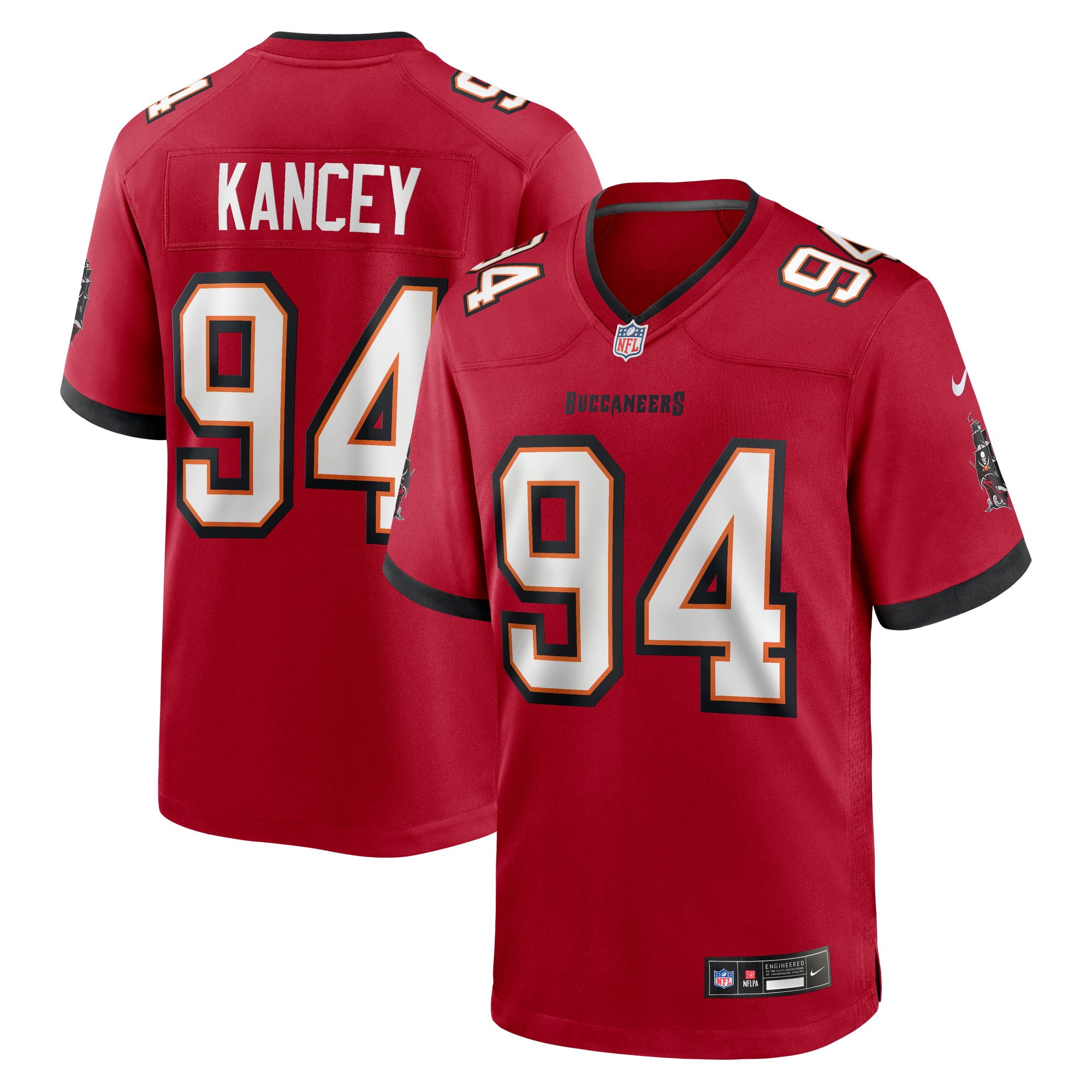 Calijah Kancey Tampa Bay Buccaneers Game Jersey Red NFL Football Fan Wear
