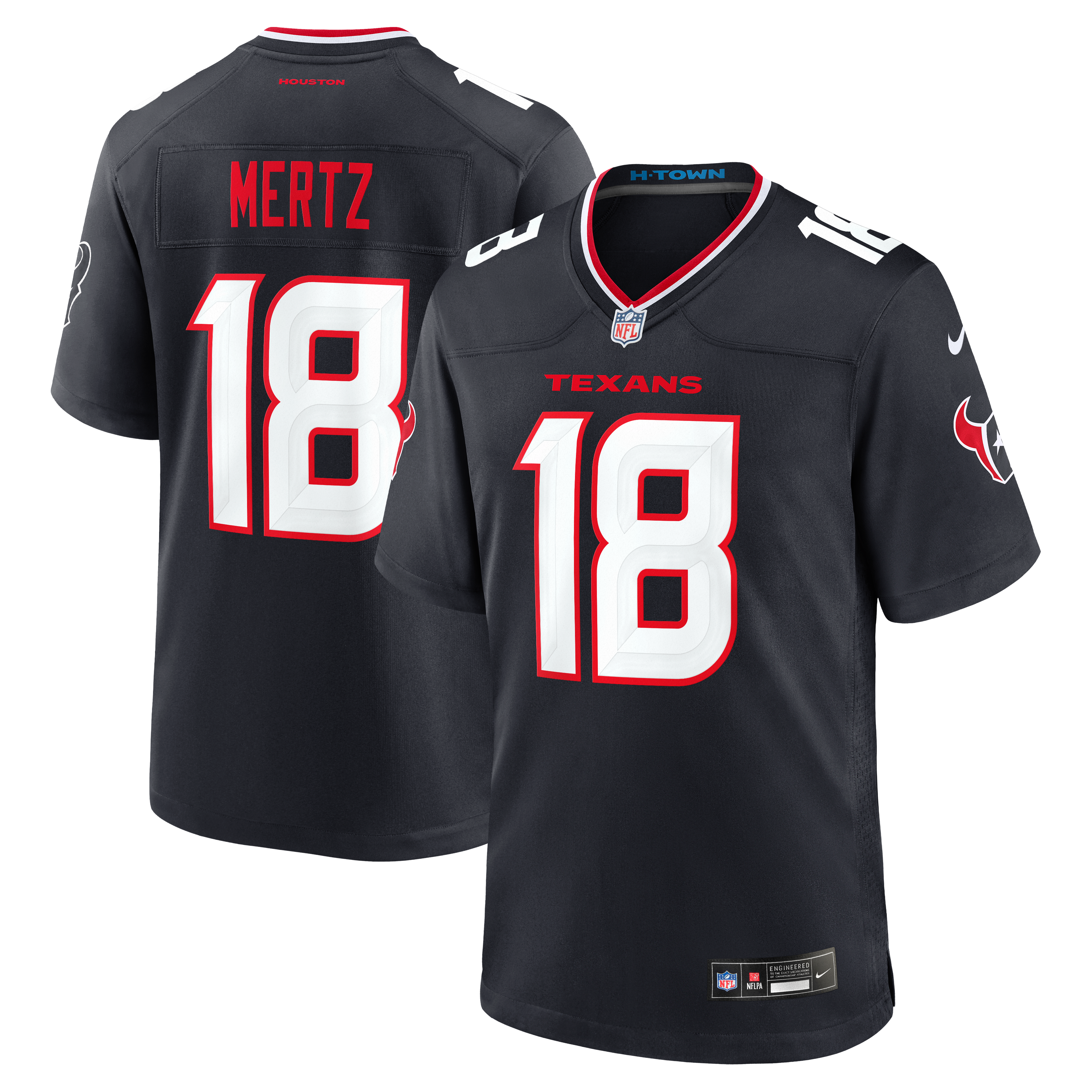 Graham Mertz Houston Texans Game Jersey Navy NFL Football Fan Wear