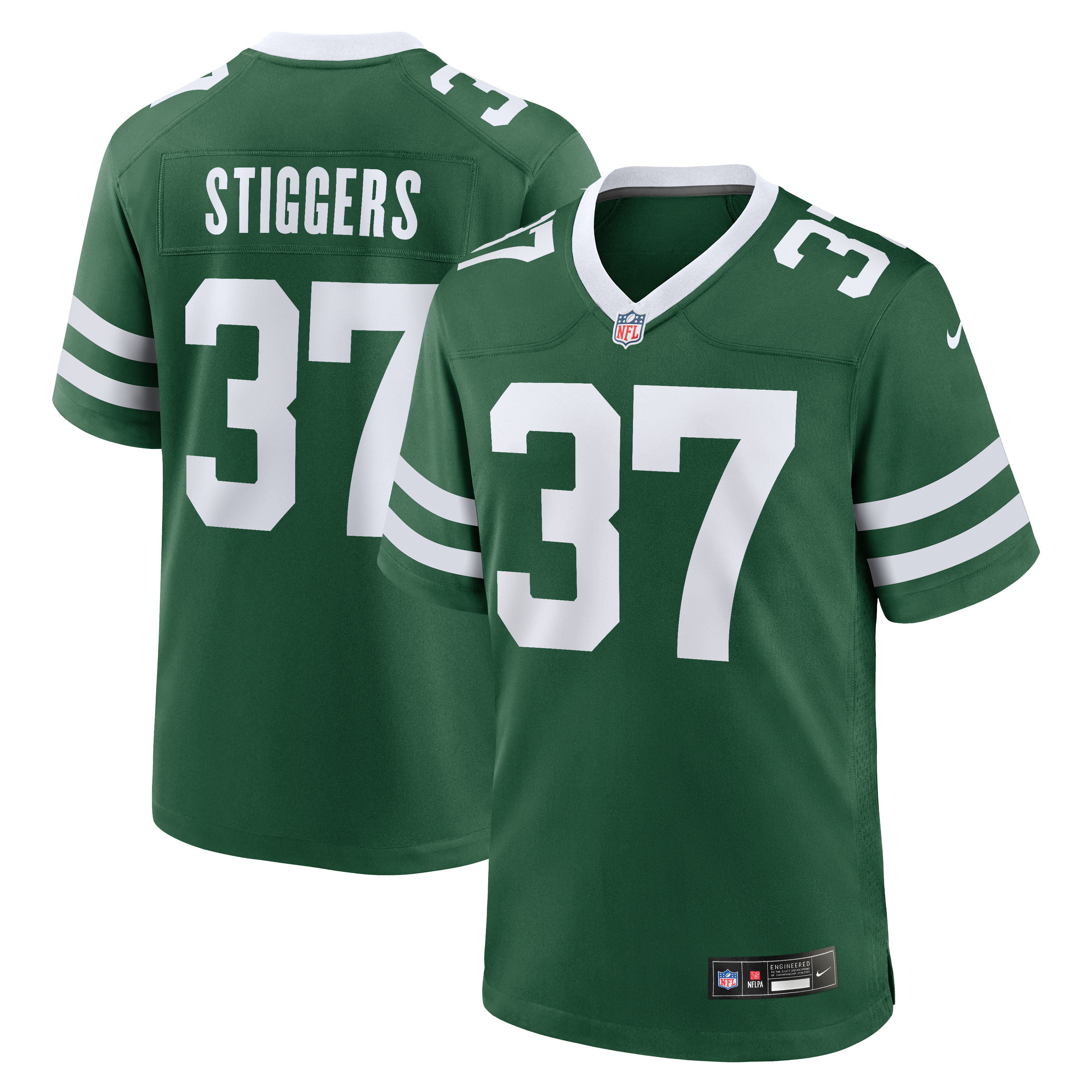 Qwan'tez Stiggers New York Jets Game Jersey Green NFL Football Fan Wear Qwan'tez Stiggers