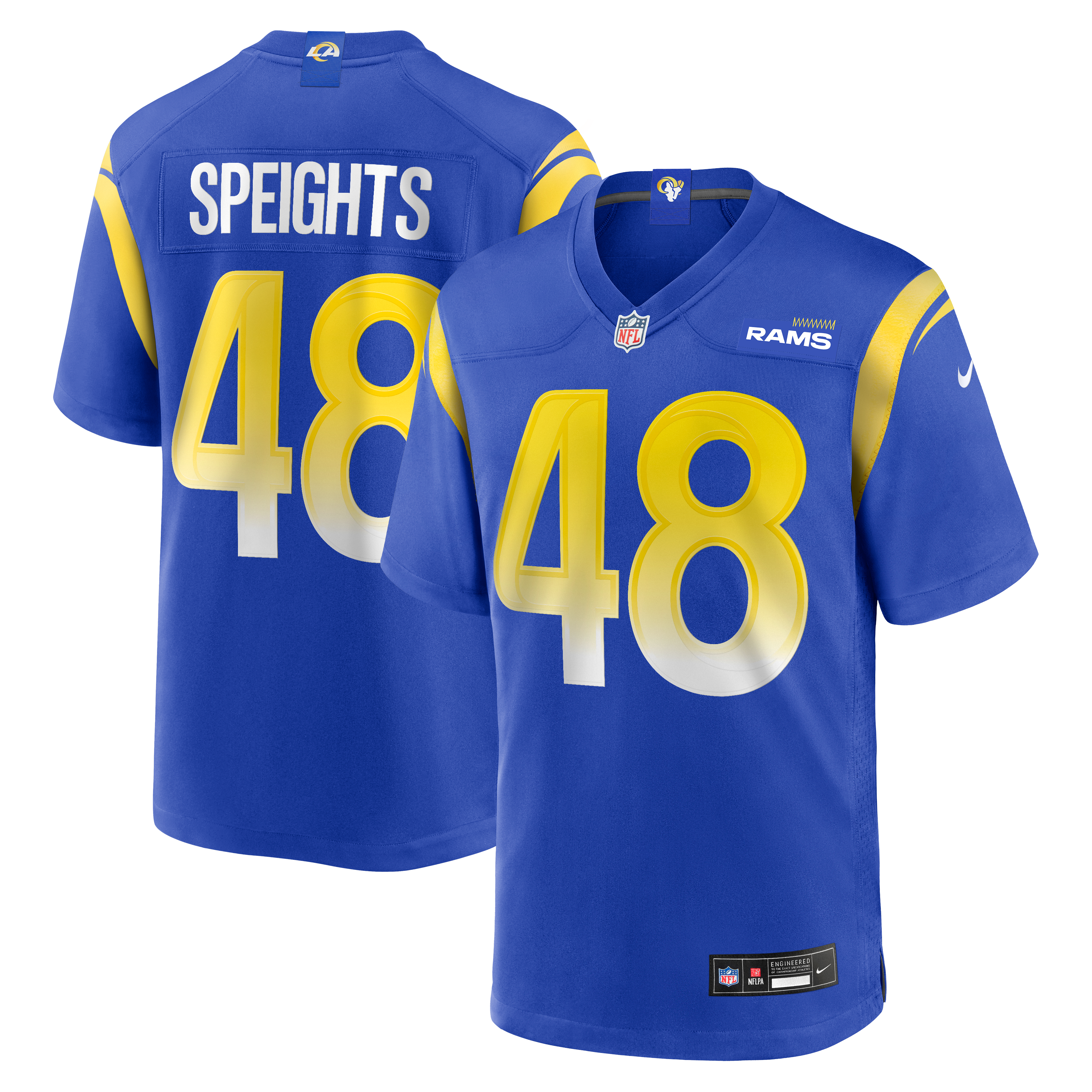Omar Speights Los Angeles Rams Game Jersey Royal NFL Football Fan Wear Omar Speights
