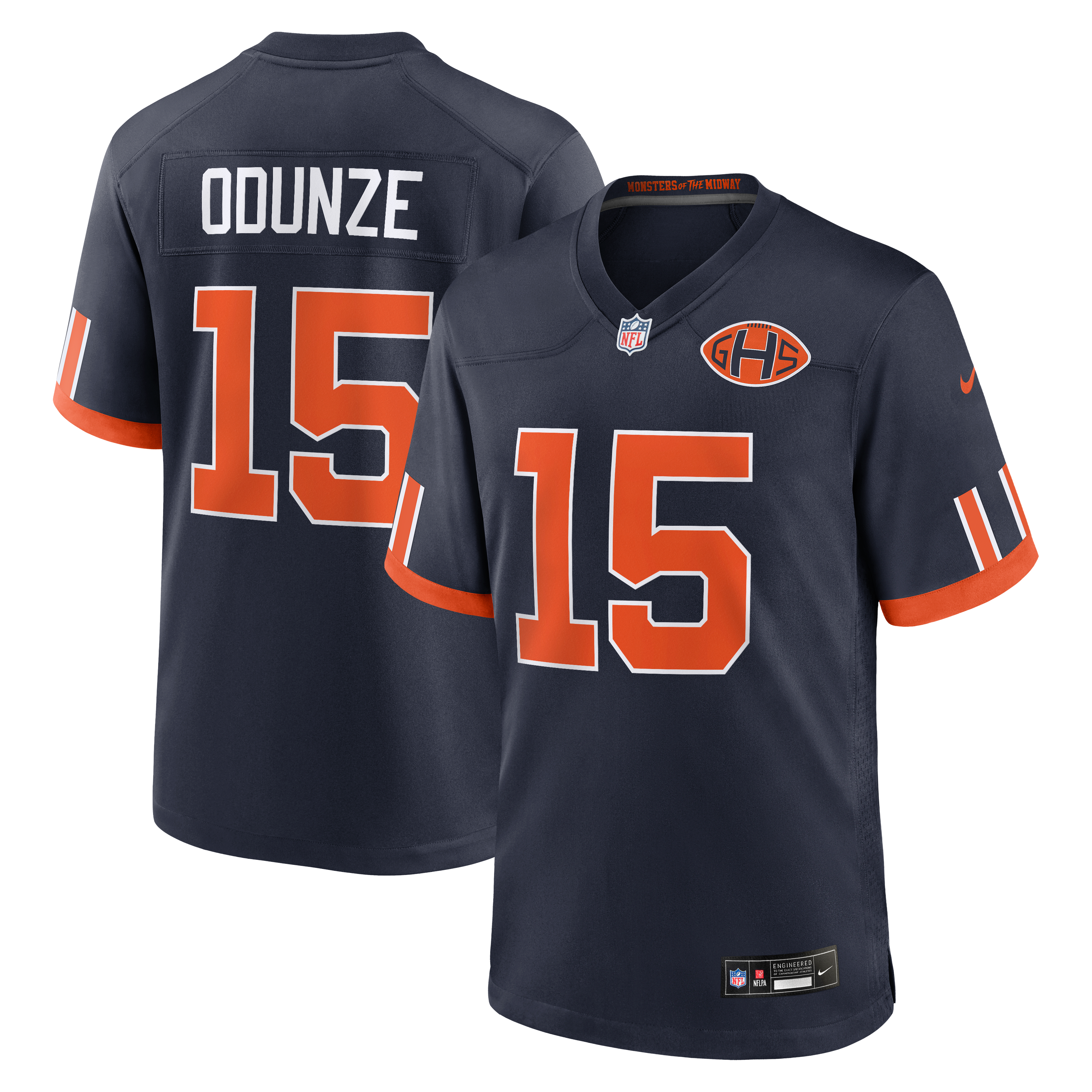 Rome Odunze Chicago Bears Game Jersey Navy NFL Football Fan Wear Rome Odunze