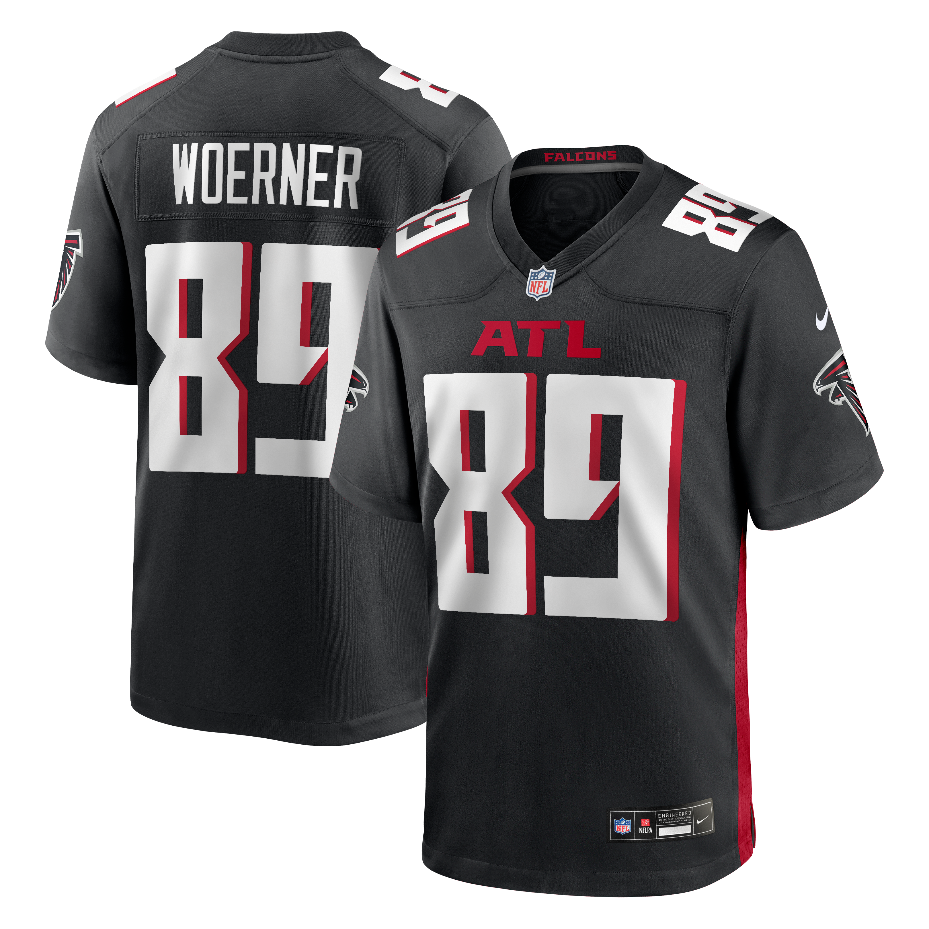 Charlie Woerner Atlanta Falcons Game Jersey Black NFL Football Fan Wear Charlie Woerner
