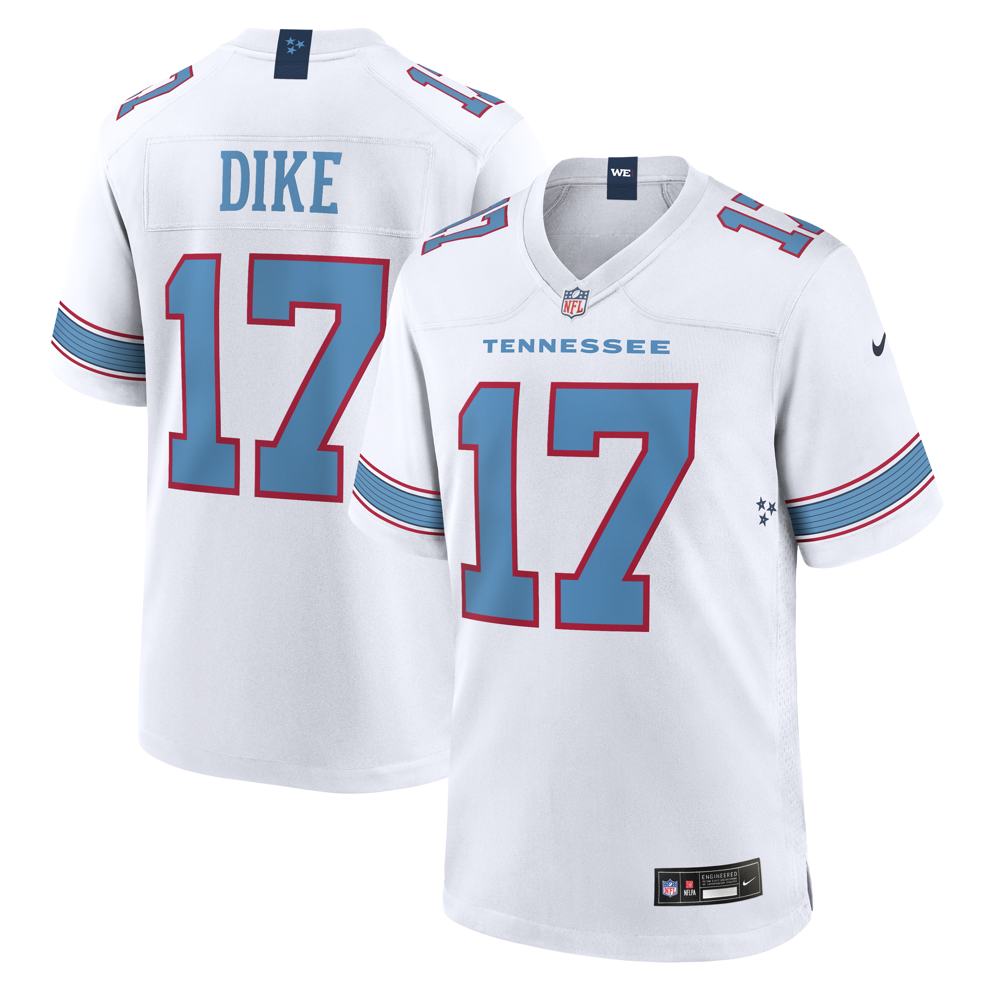 Chimere Dike Tennessee Titans Game Jersey White NFL Football Fan Wear