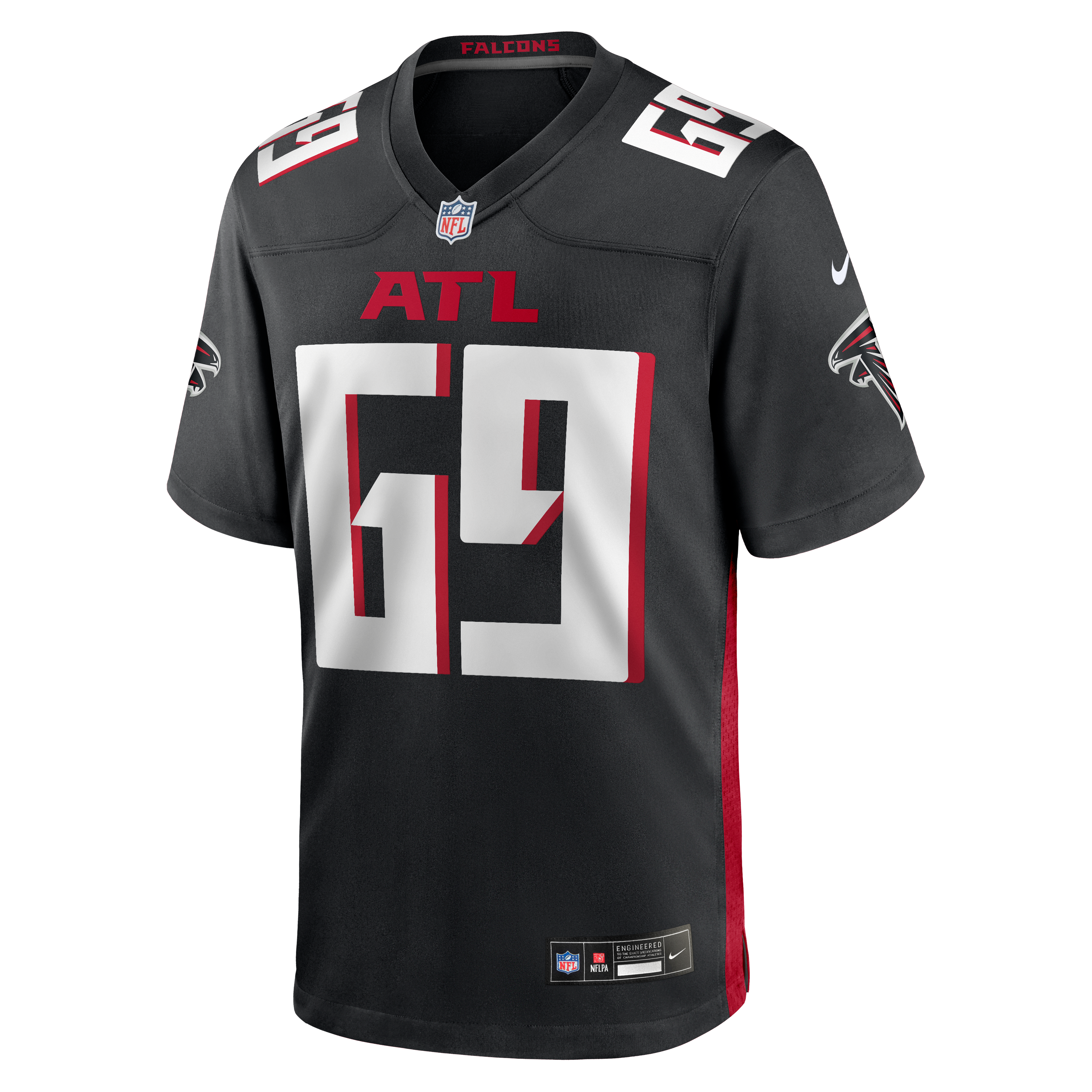 Jack Nelson Atlanta Falcons Game Jersey Black NFL Football Fan Wear