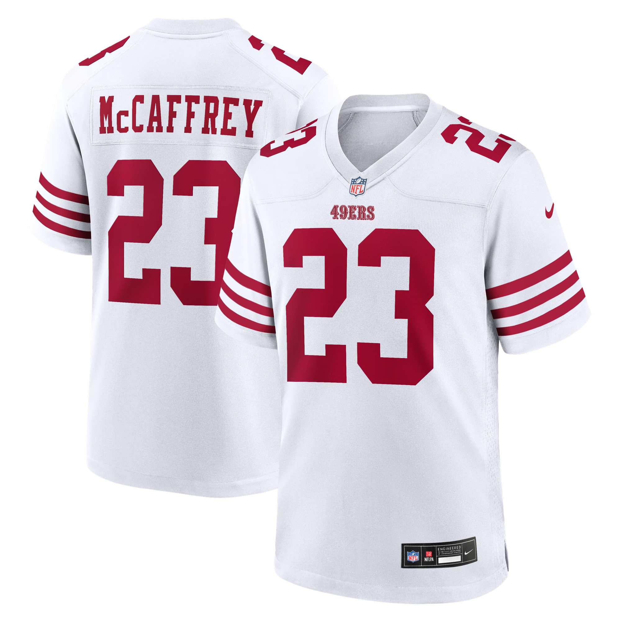 Christian McCaffrey San Francisco 49ers Player Jersey White NFL Football Fan Wear