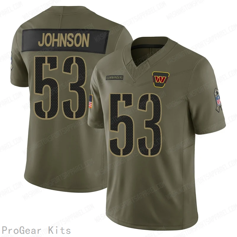 DJ Johnson Washington Commanders Jersey No.53 Olive NFL Football Fan Wear