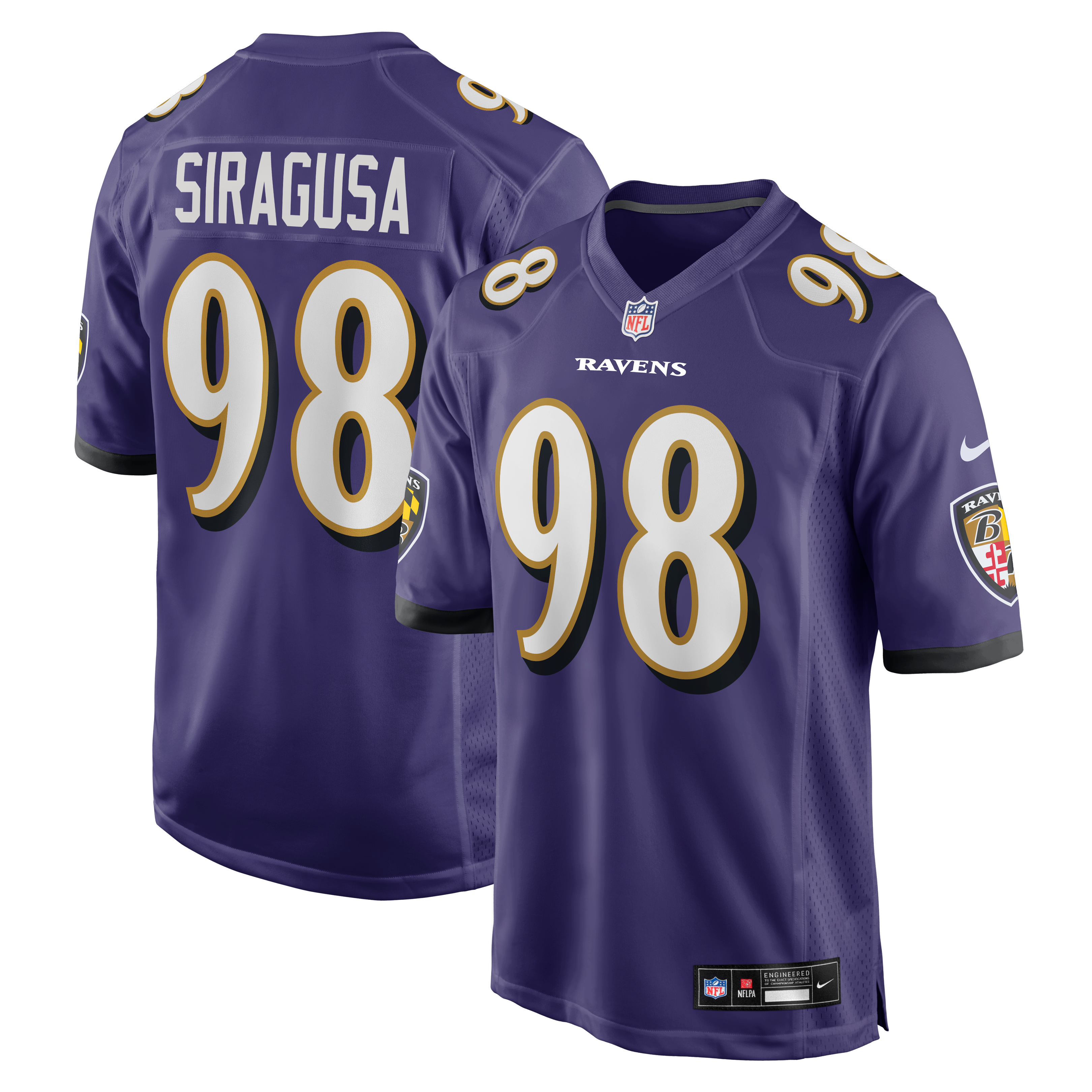 Retired Tony Siragusa Baltimore Ravens Player Jersey Purple NFL Football Fan Wear