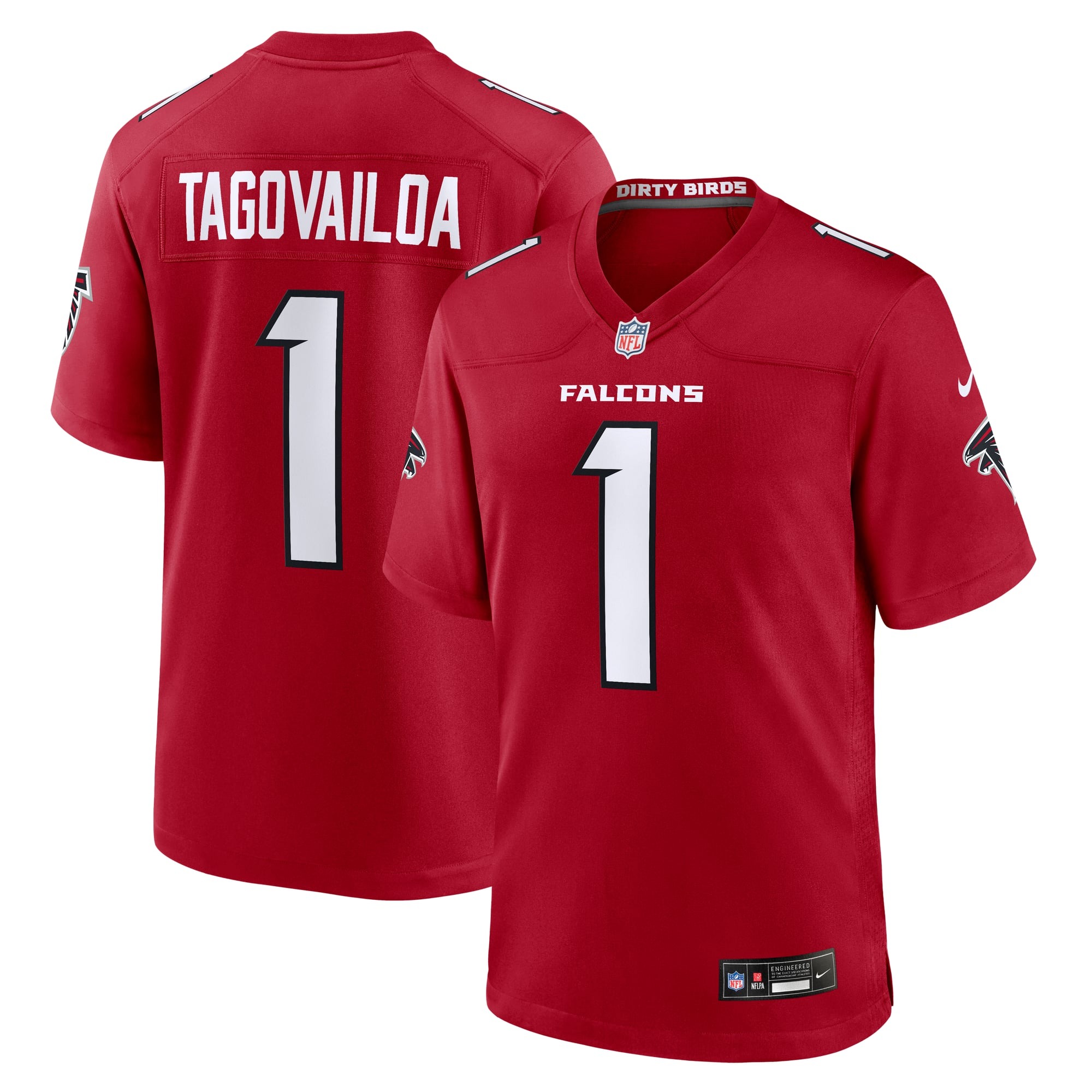 Tua Tagovailoa Atlanta Falcons Game Jersey Red NFL Football Fan Wear