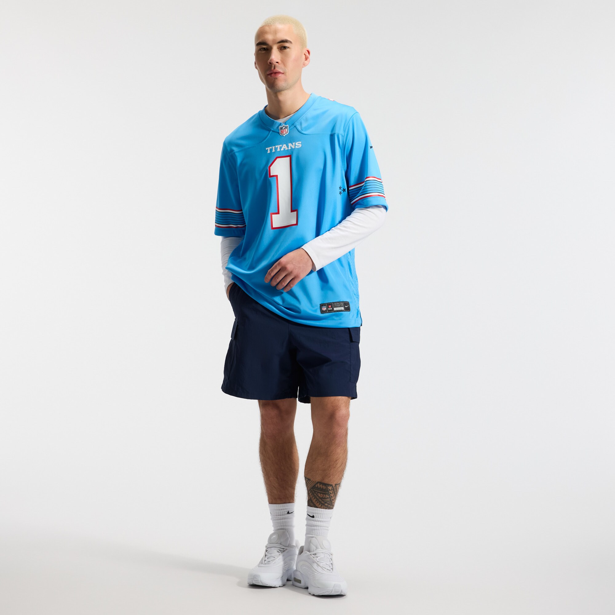 Cameron Ward Tennessee Titans Game Jersey Light Blue NFL Football Fan Wear
