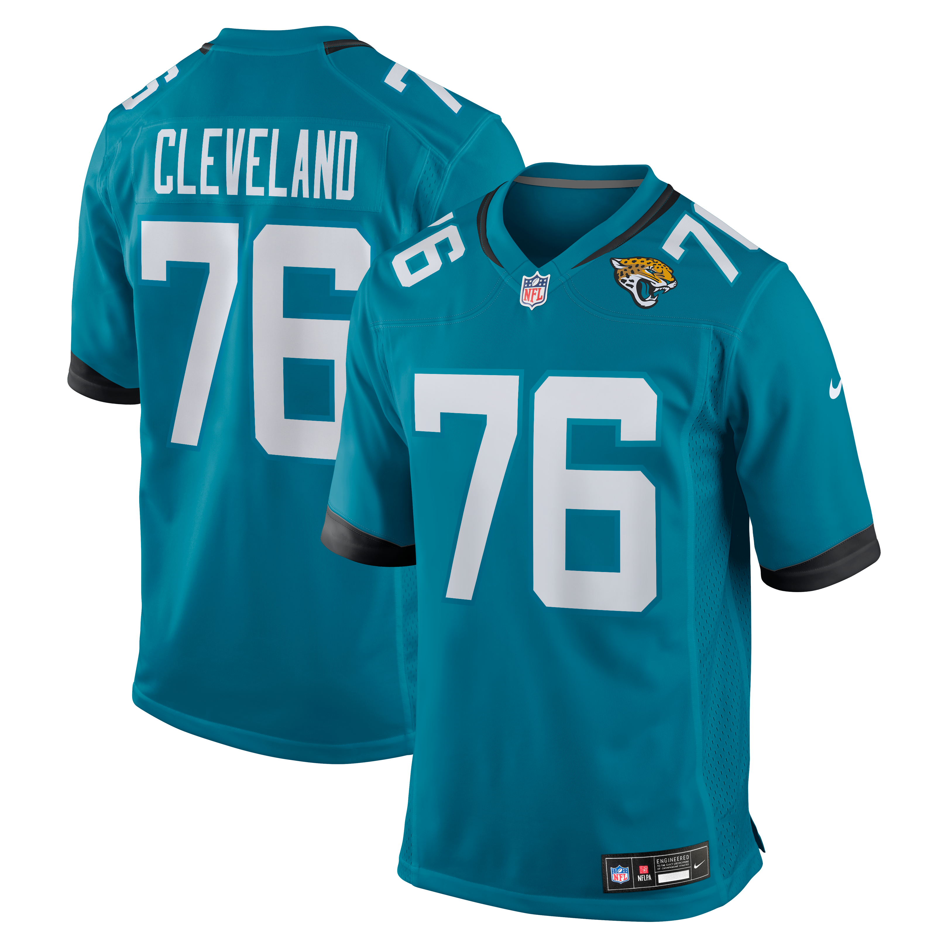 Ezra Cleveland Jacksonville Jaguars Game Jersey Teal NFL Football Fan Wear