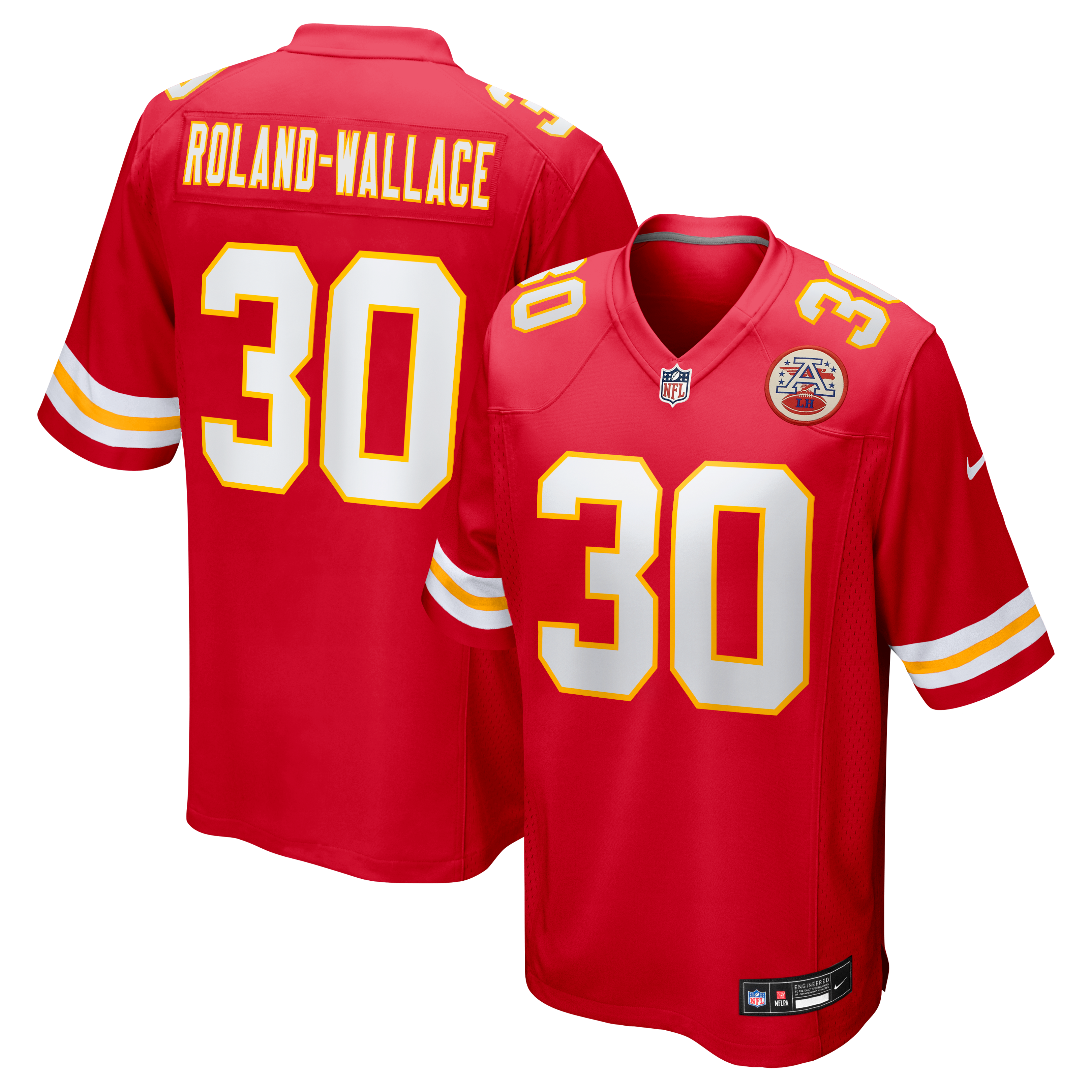 Chris Roland-Wallace Kansas City Chiefs Game Jersey Red NFL Football Fan Wear