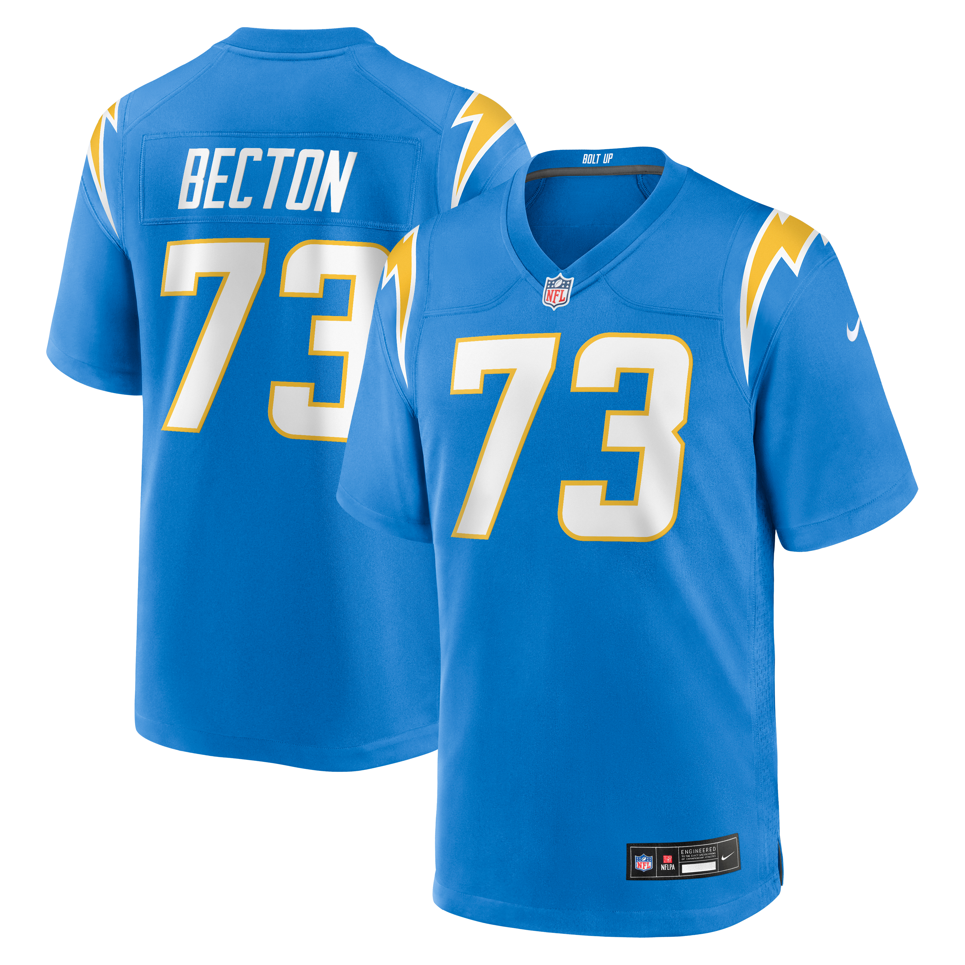 Mekhi Becton Los Angeles Chargers Game Jersey Powder Blue NFL Football Fan Wear