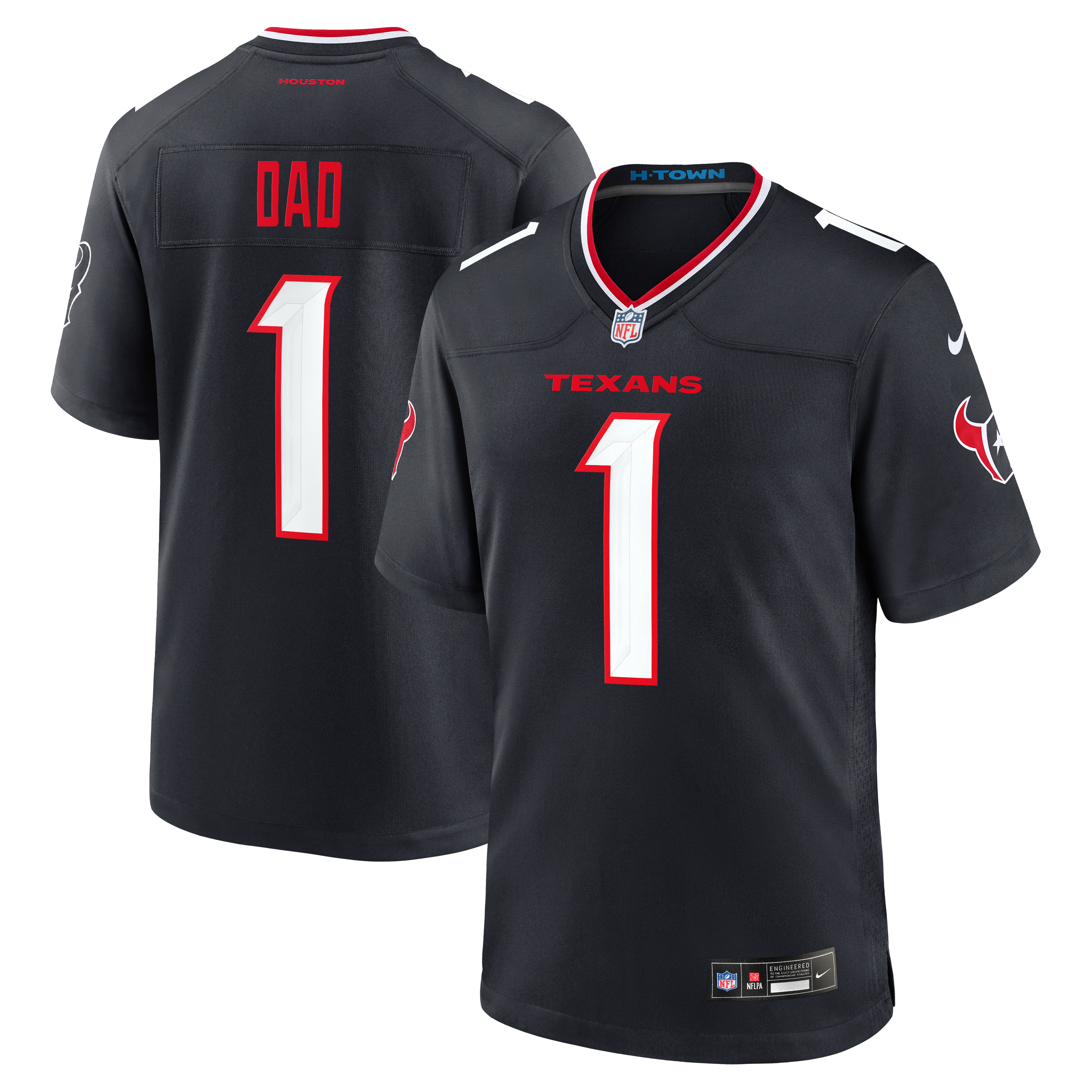 Navy Houston Texans Game Jersey No.1 Navy NFL Football Fan Wear Navy