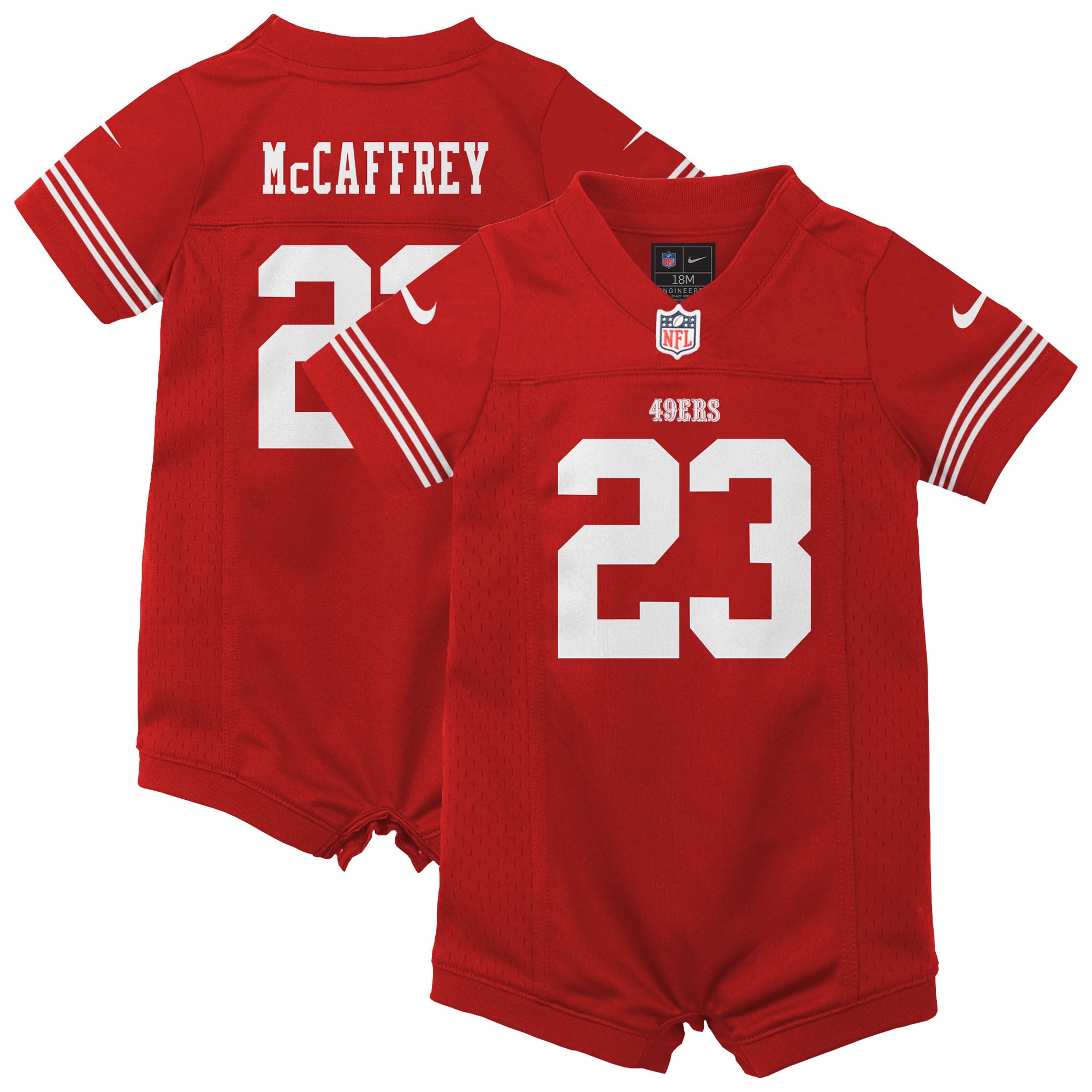 Newborn Christian McCaffrey San Francisco 49ers Game Jersey Scarlet NFL Football Fan Wear