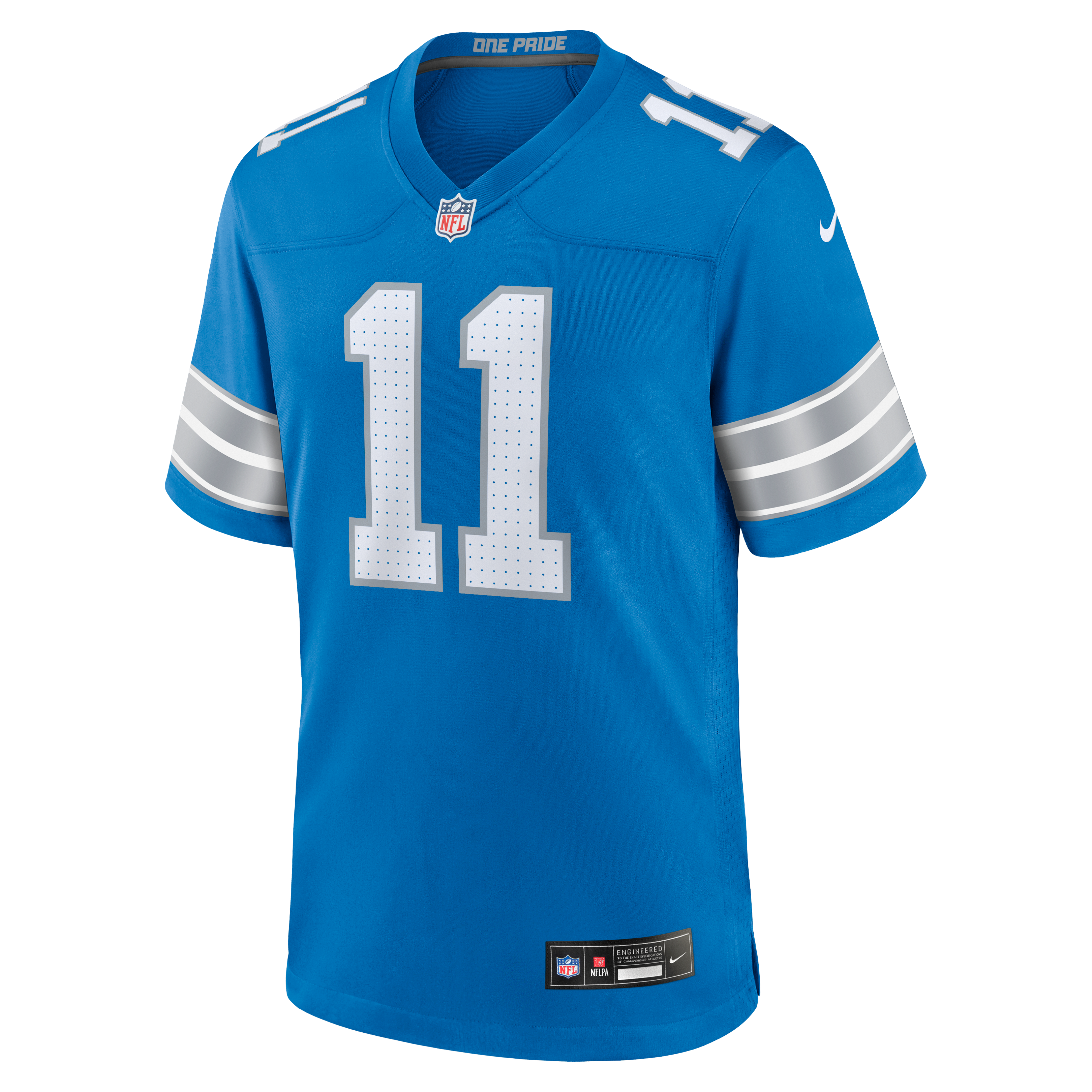 Damone Clark Detroit Lions Game Jersey Blue NFL Football Fan Wear Damone Clark