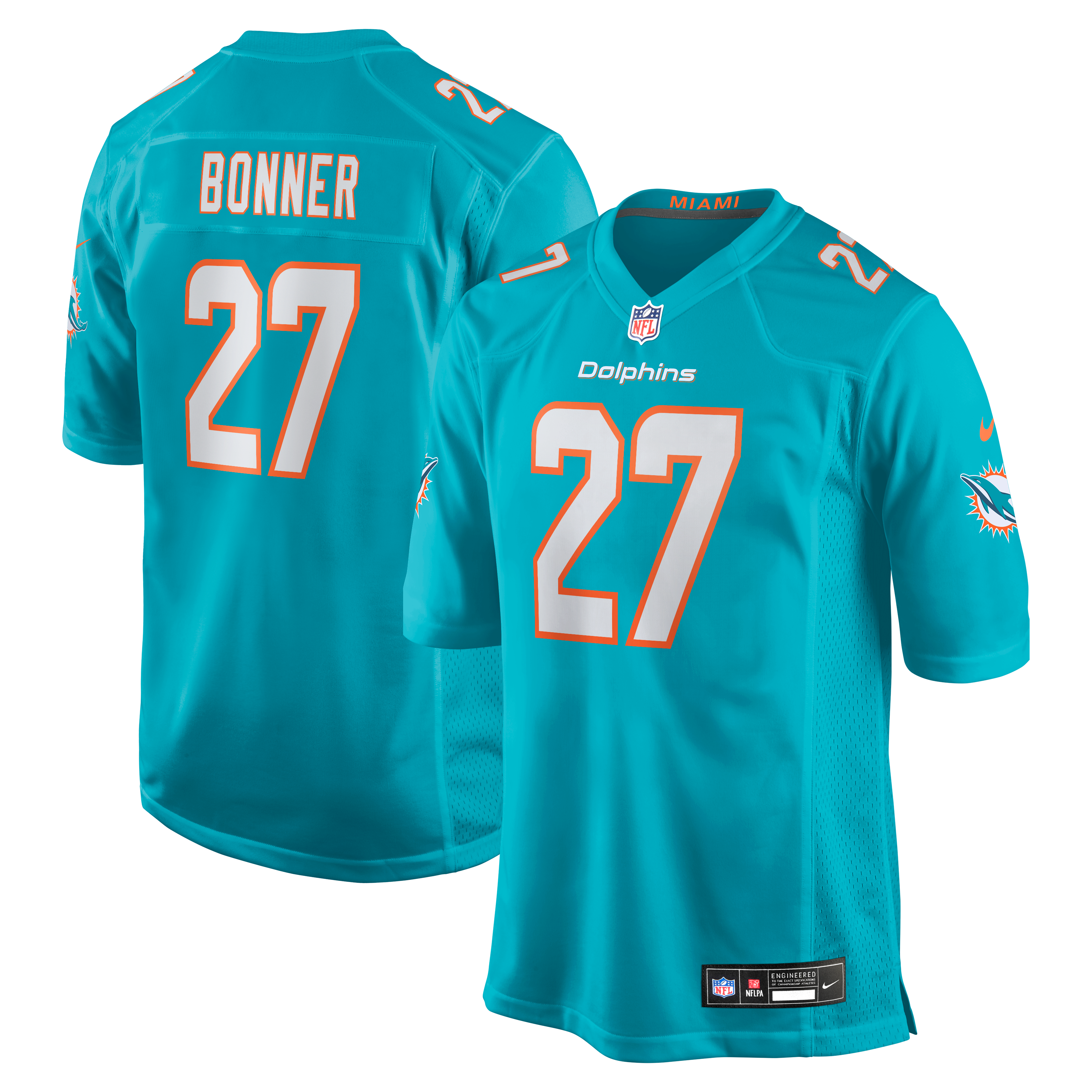 Ethan Bonner Miami Dolphins Game Jersey Aqua NFL Football Fan Wear