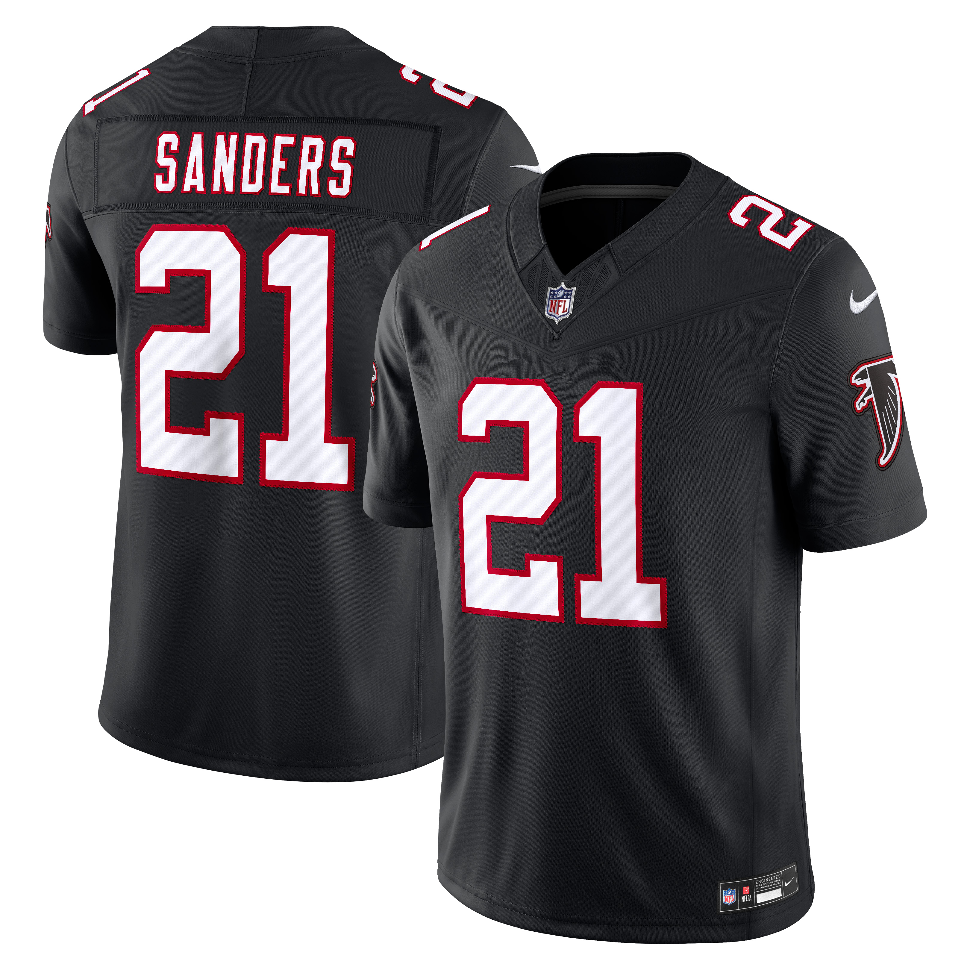 Retired Deion Sanders Atlanta Falcons Alternate Jersey Black NFL Football Fan Wear