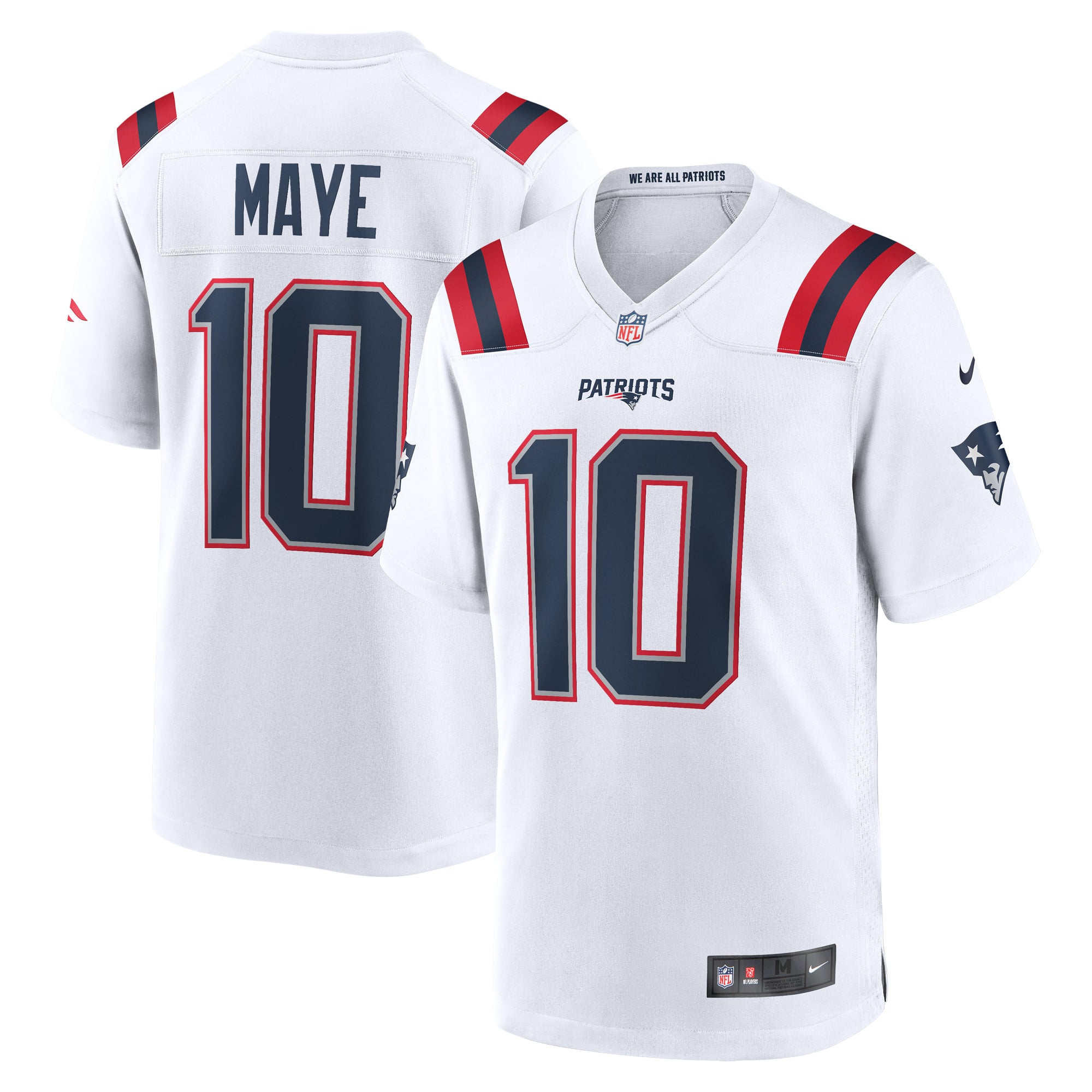 Drake Maye New England Patriots Game Jersey White NFL Football Fan Wear