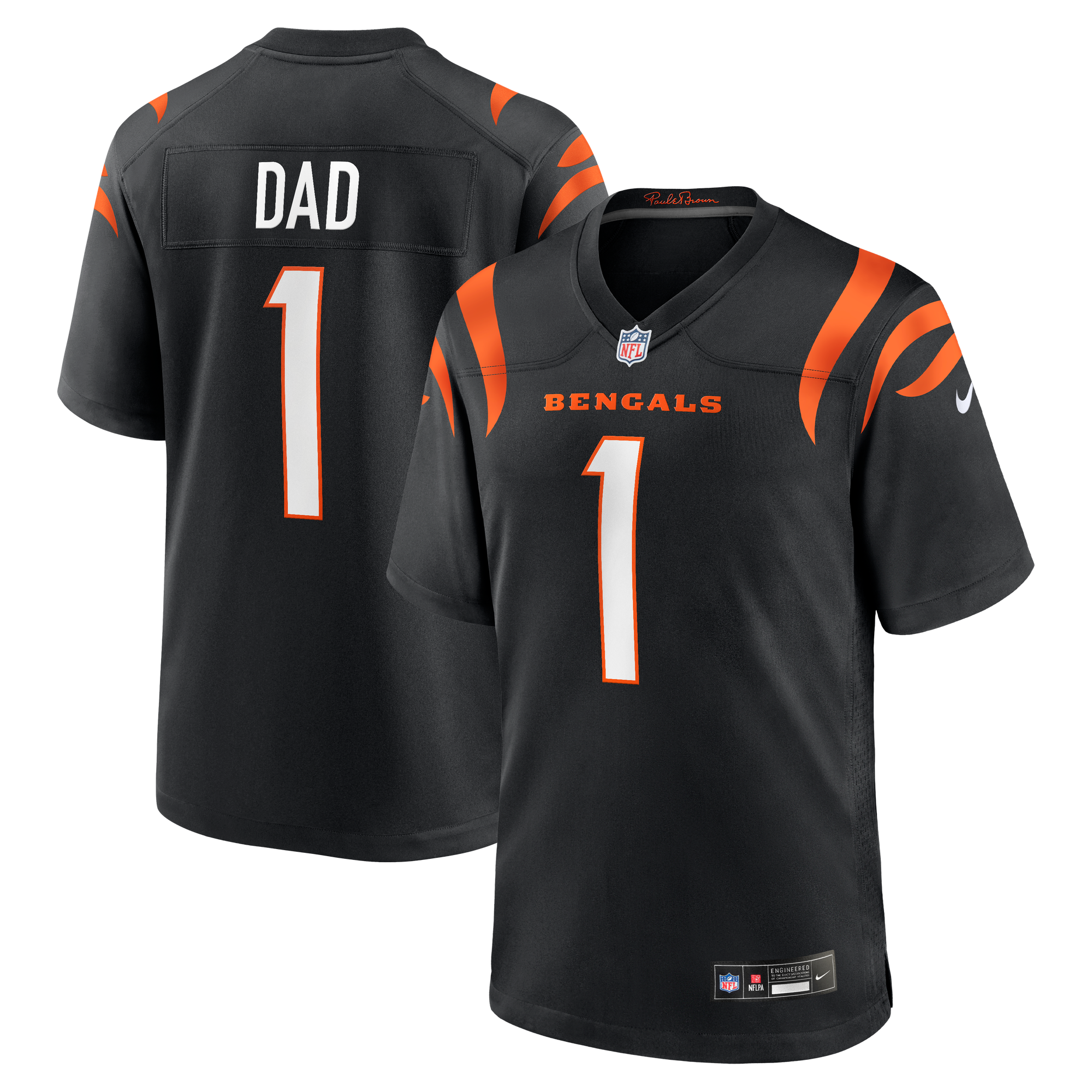 Cincinnati Bengals Game Jersey No.1 Black NFL Football Fan Wear No.1