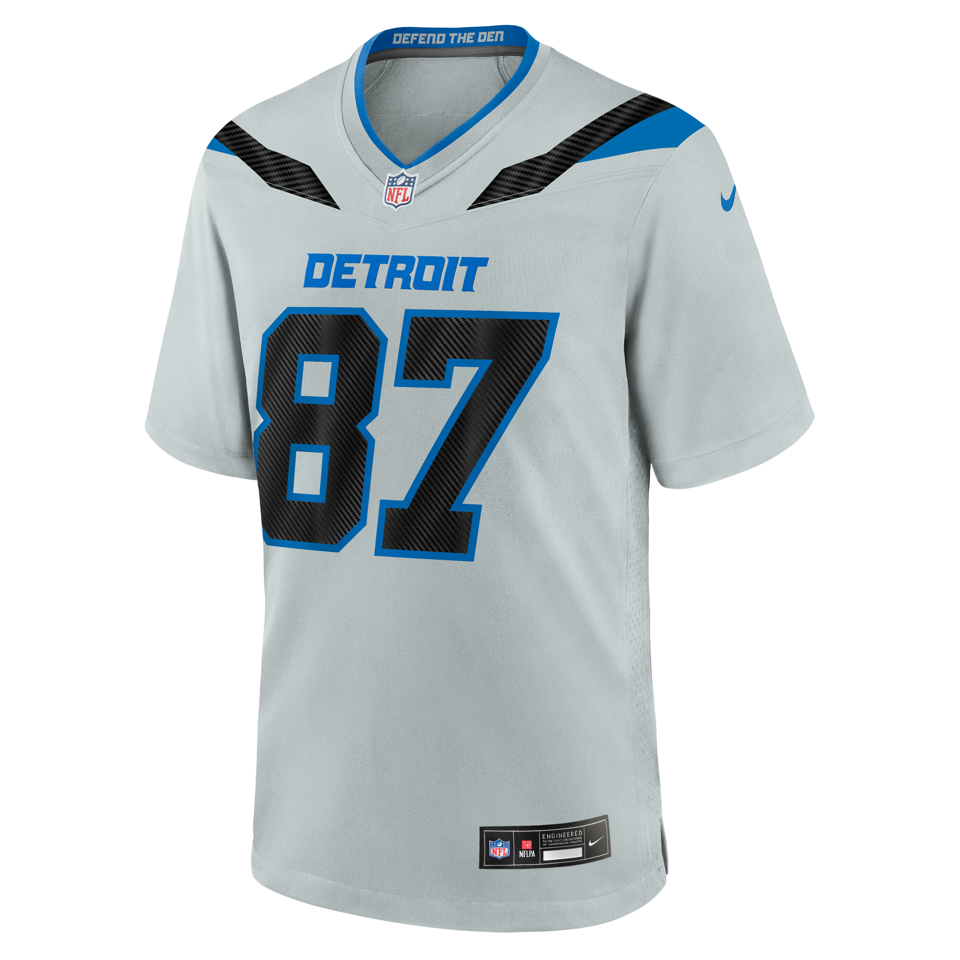 Sam LaPorta Detroit Lions Game Jersey Silver NFL Football Fan Wear Sam LaPorta
