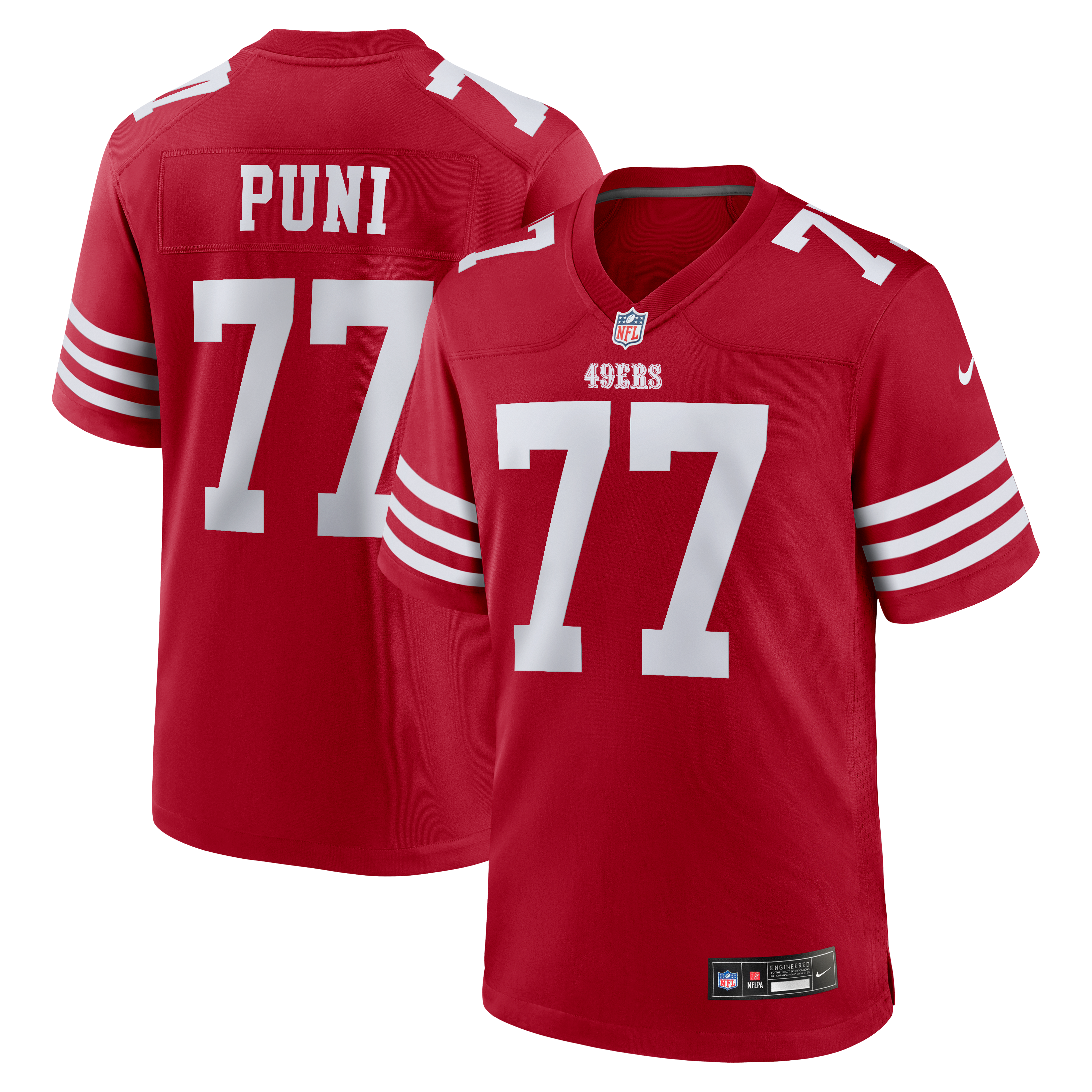 Dominick Puni San Francisco 49ers Game Jersey Scarlet NFL Football Fan Wear
