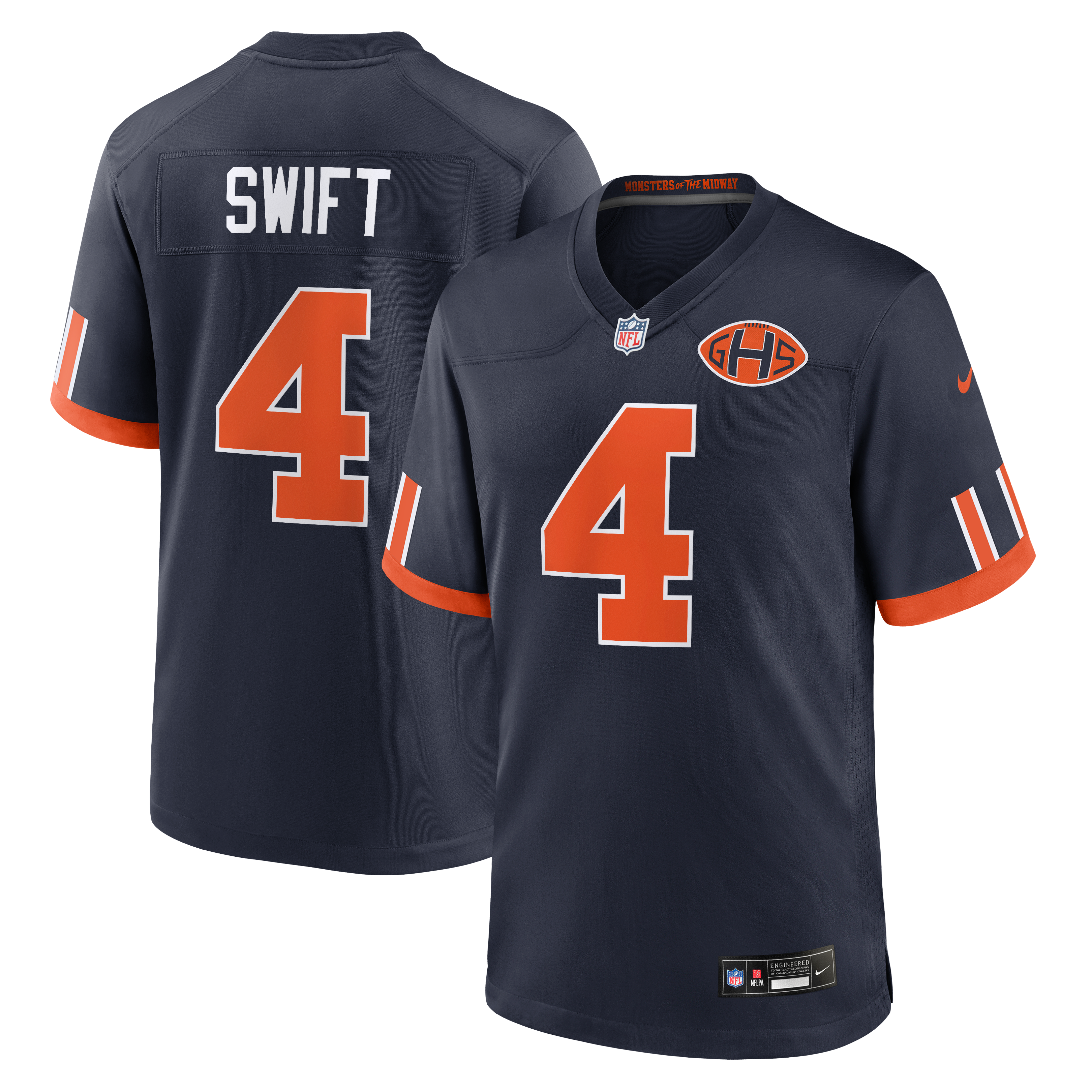 DAndre Swift Chicago Bears Game Jersey Navy NFL Football Fan Wear