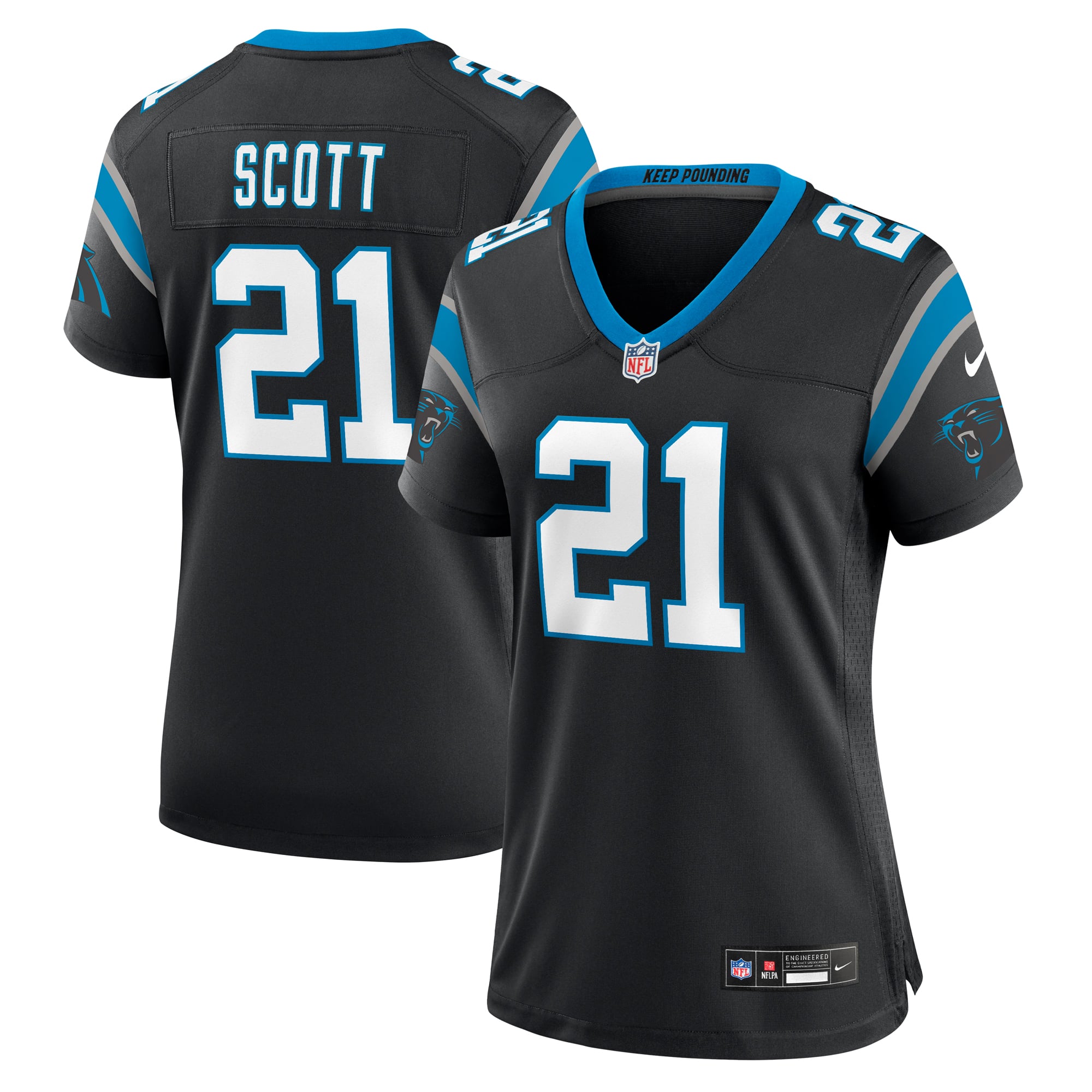 Nick Scott Carolina Panthers Game Jersey Black NFL Football Fan Wear Nick Scott