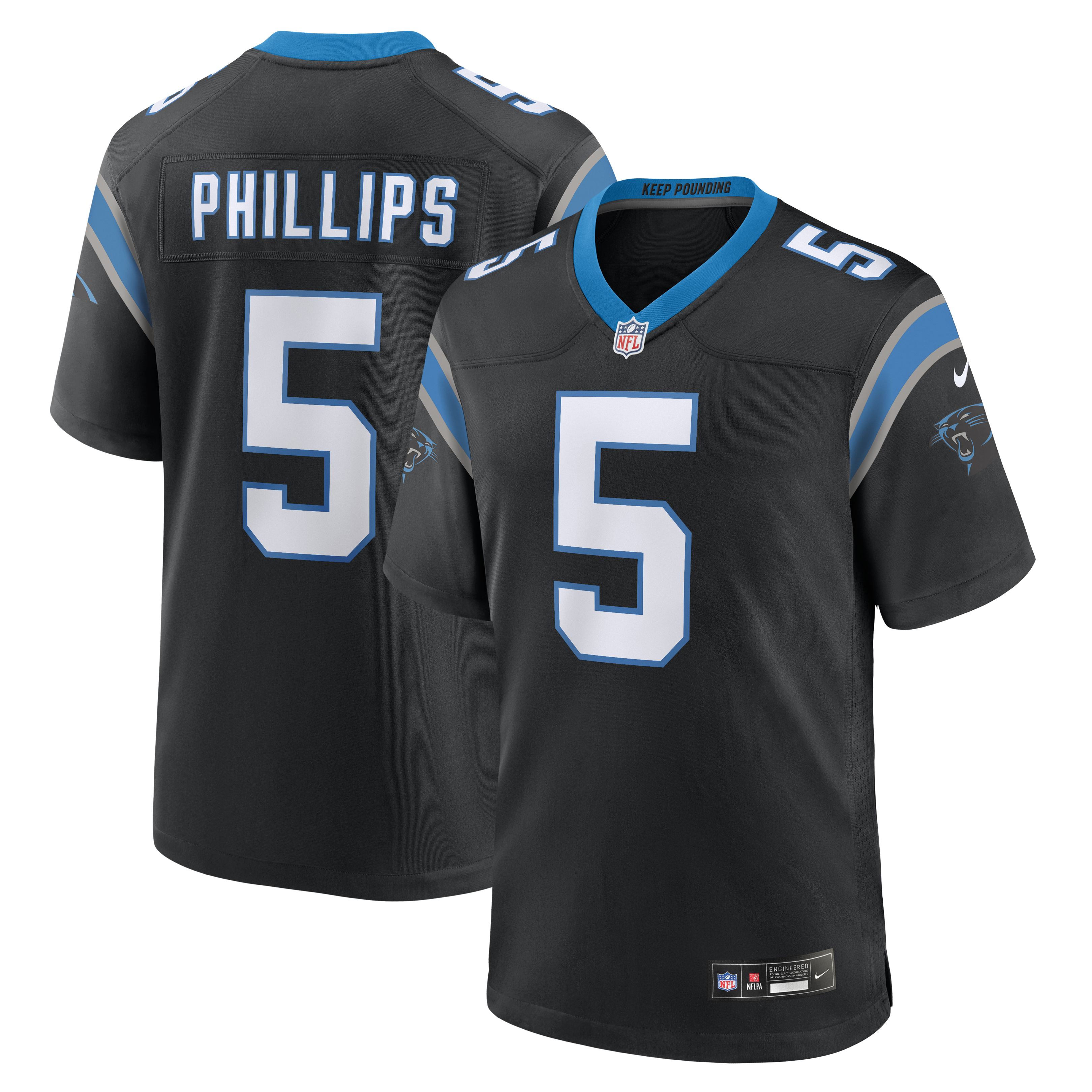 Jaelan Phillips Carolina Panthers Game Jersey Black NFL Football Fan Wear