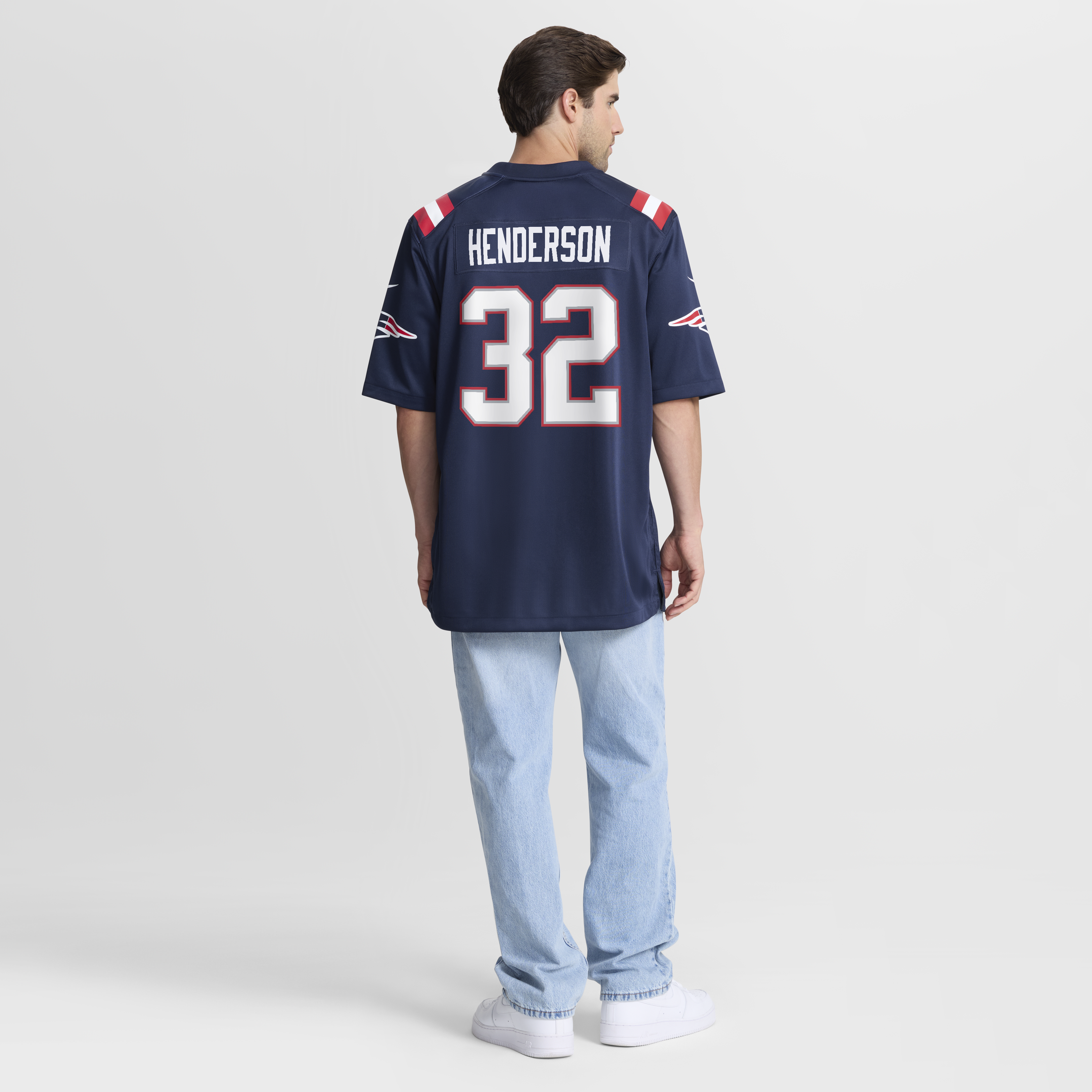 TreVeyon Henderson New England Patriots Game Jersey Navy NFL Football Fan Wear TreVeyon Henderson