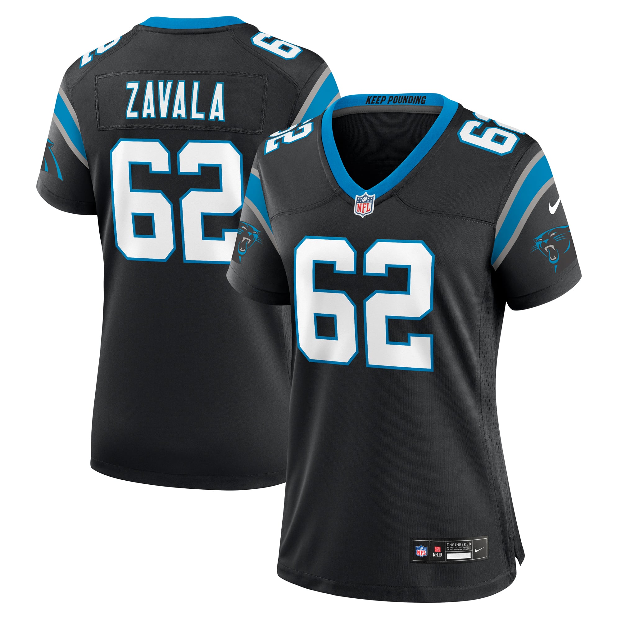 Chandler Zavala Carolina Panthers Game Jersey Black NFL Football Fan Wear