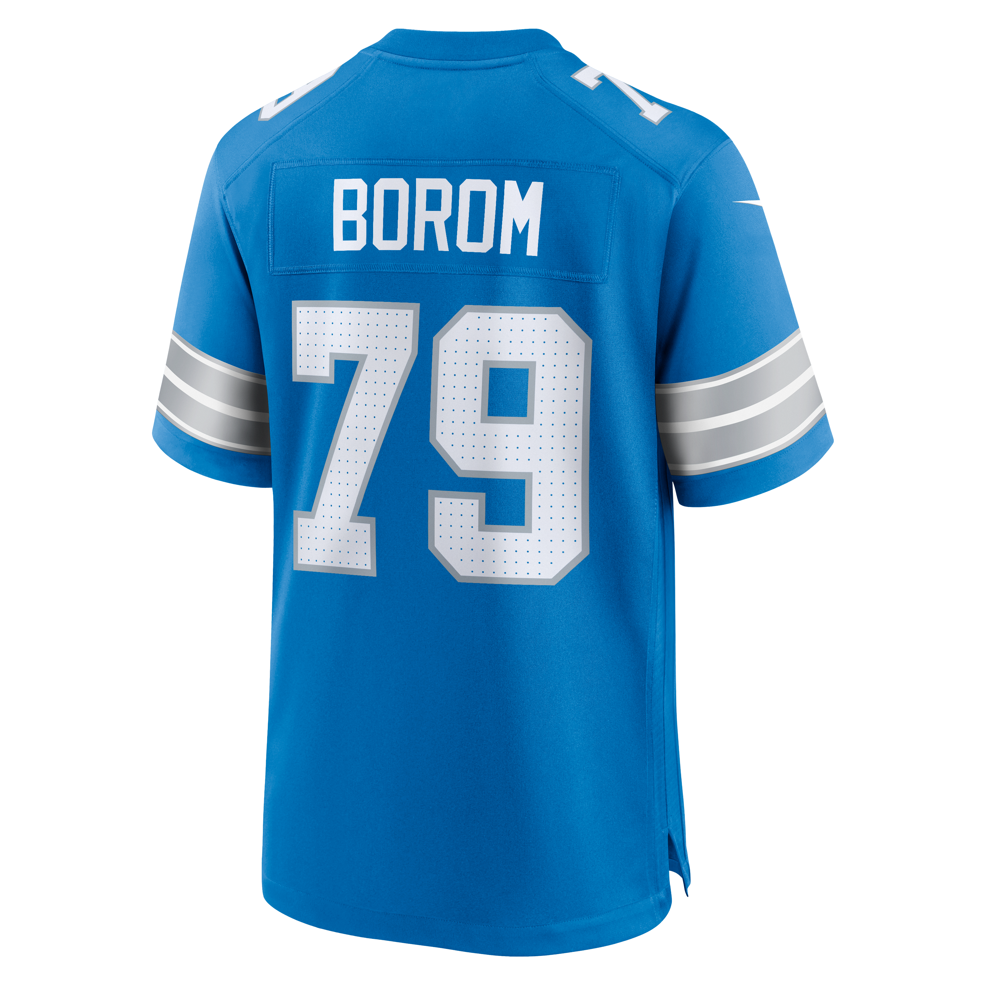 Larry Borom Detroit Lions Game Jersey Blue NFL Football Fan Wear